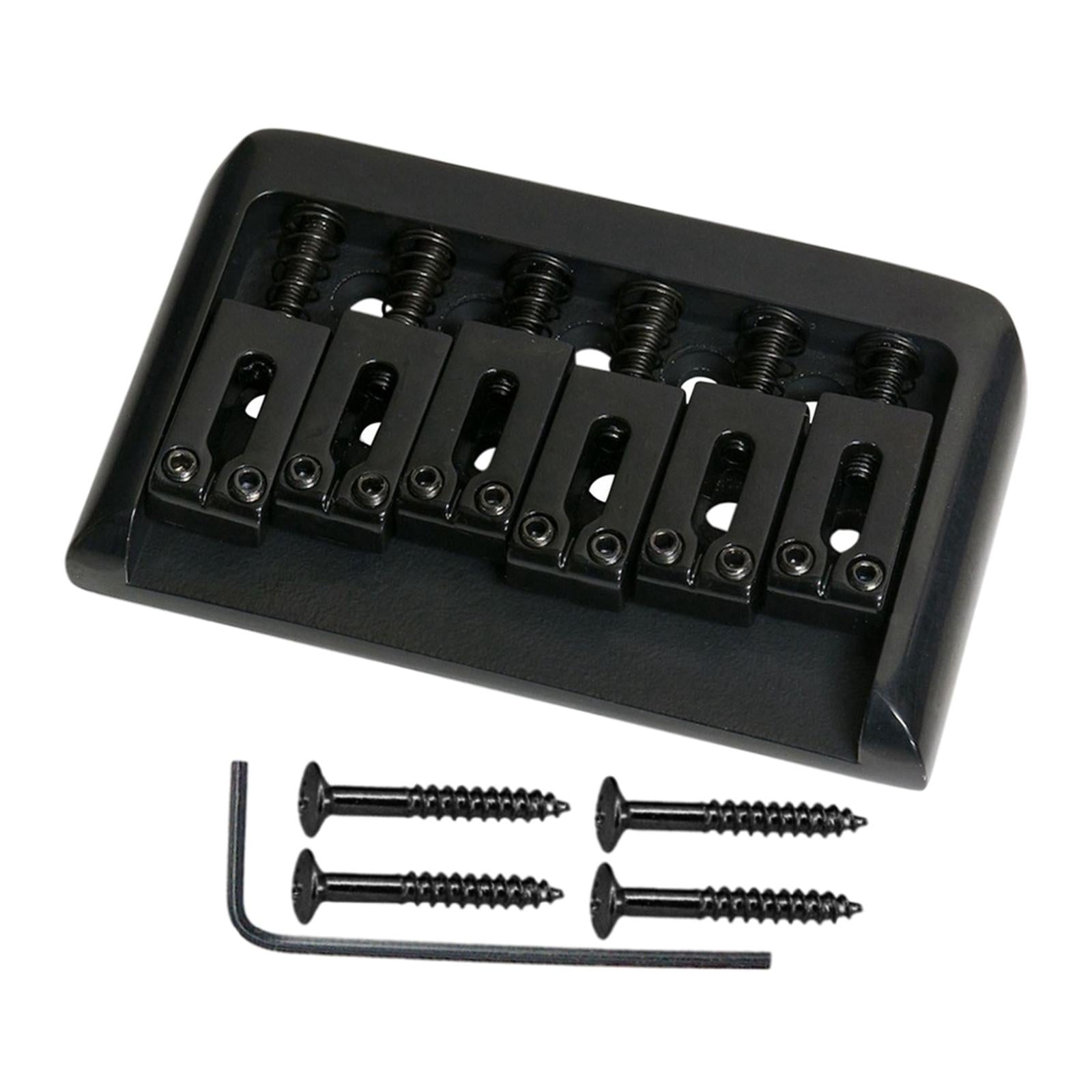Non-Tremolo Guitar Hardtail Bridge for 6 String Electric Guitar Chrome Black