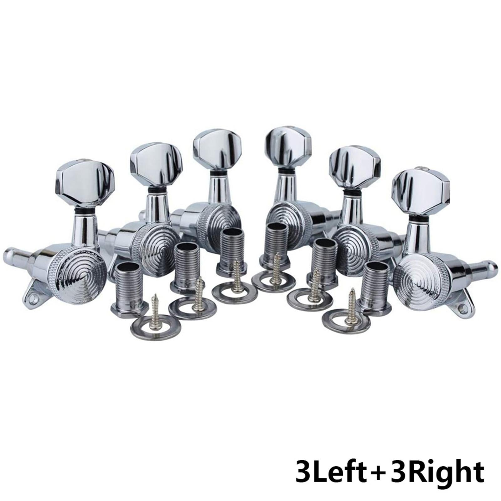 6Pcs Lock String Tuning Key Pegs Tuners Set Gear Ratio 1:18 for Guitar Silver 3L3R