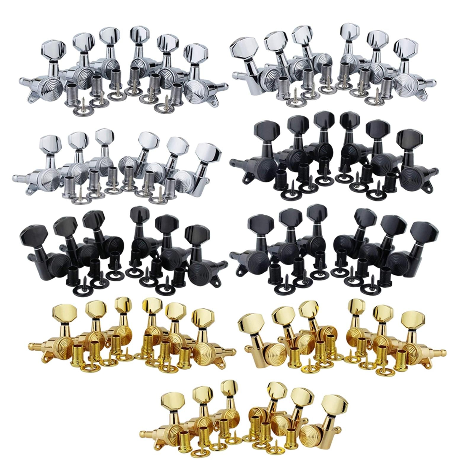 6Pcs Lock String Tuning Key Pegs Tuners Set Gear Ratio 1:18 for Guitar Silver 3L3R