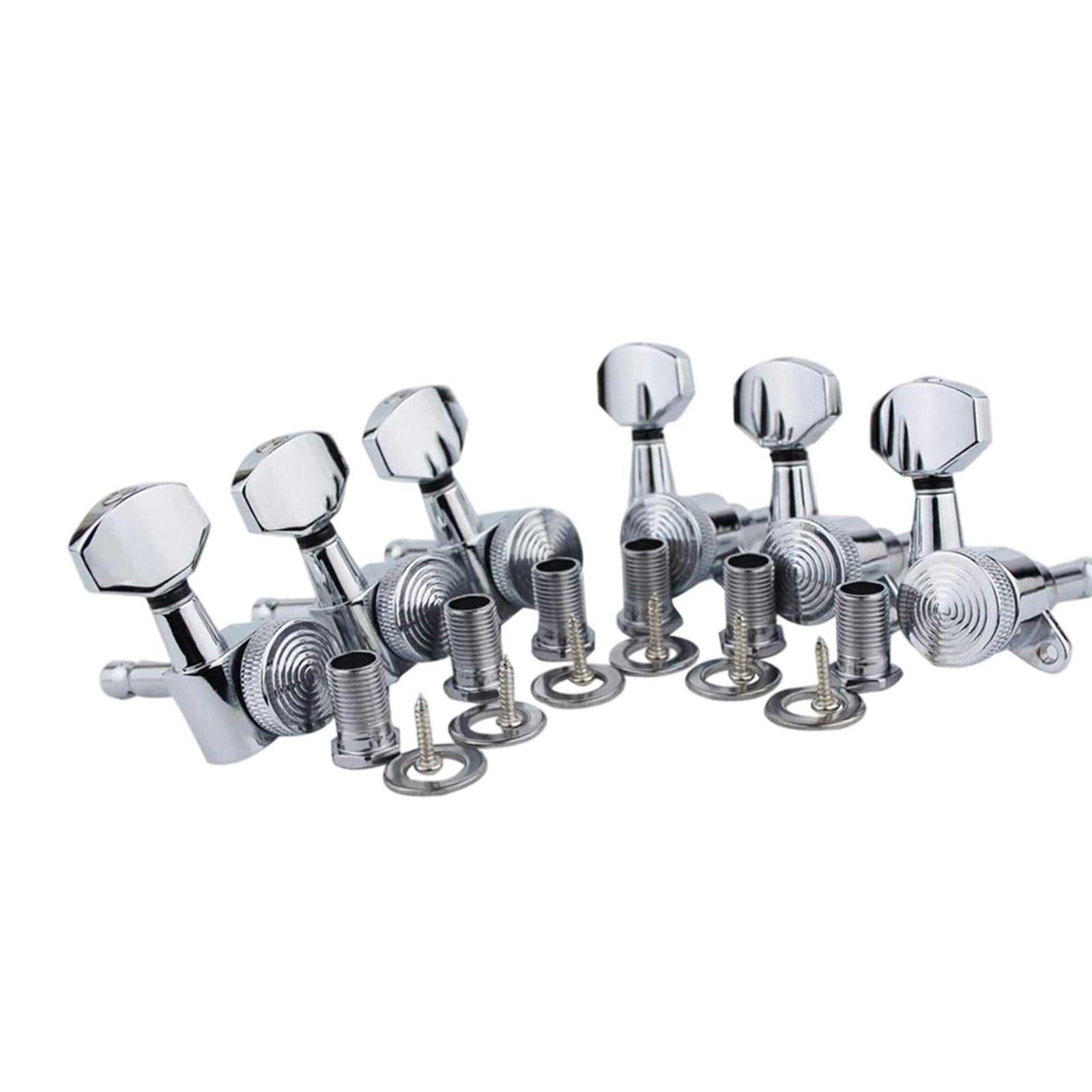 6Pcs Lock String Tuning Key Pegs Tuners Set Gear Ratio 1:18 for Guitar Silver 6R