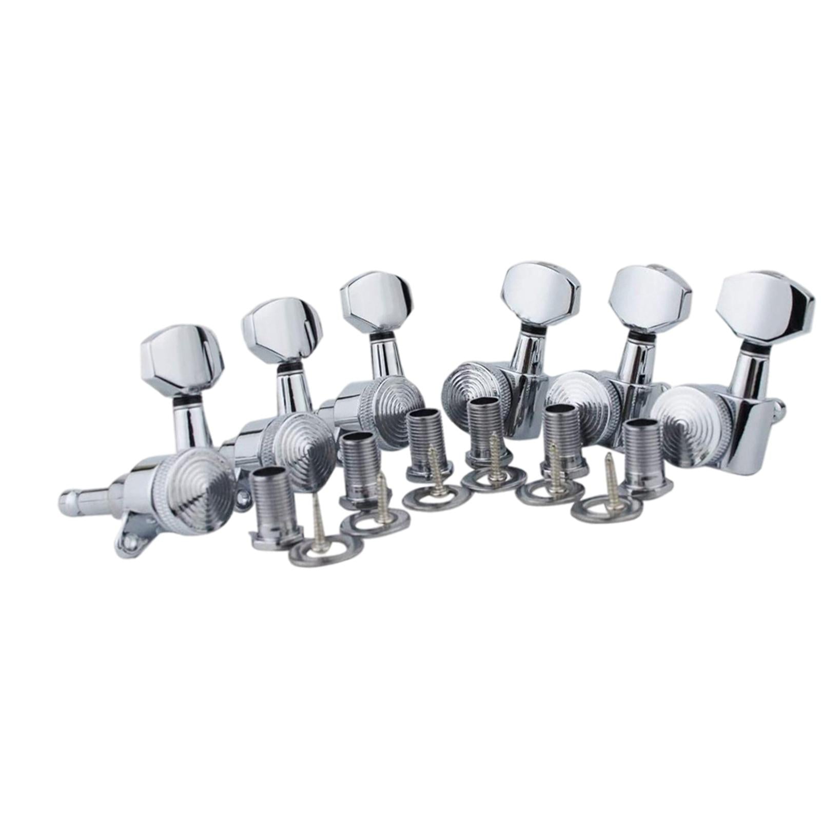 6Pcs Lock String Tuning Key Pegs Tuners Set Gear Ratio 1:18 for Guitar Silver 6L