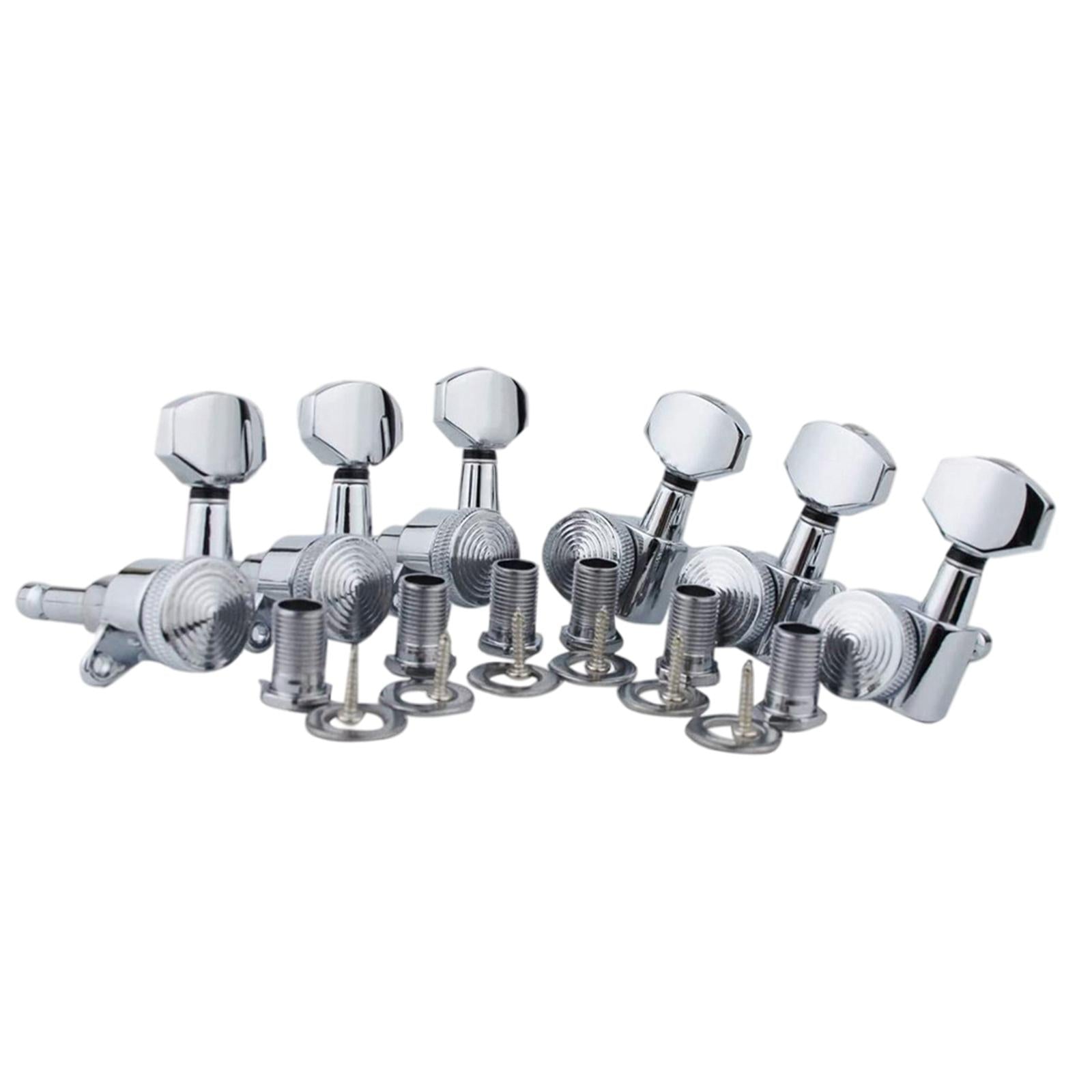 6Pcs Lock String Tuning Key Pegs Tuners Set Gear Ratio 1:18 for Guitar Silver 6L