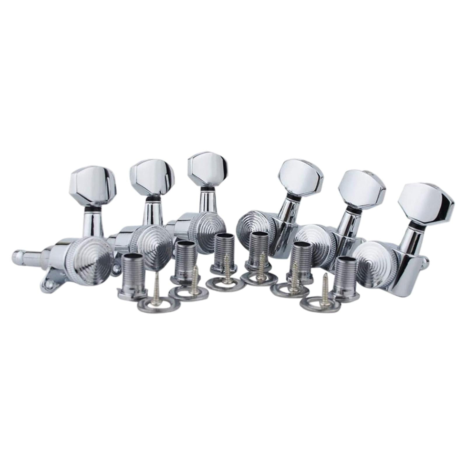 6Pcs Lock String Tuning Key Pegs Tuners Set Gear Ratio 1:18 for Guitar Silver 6L
