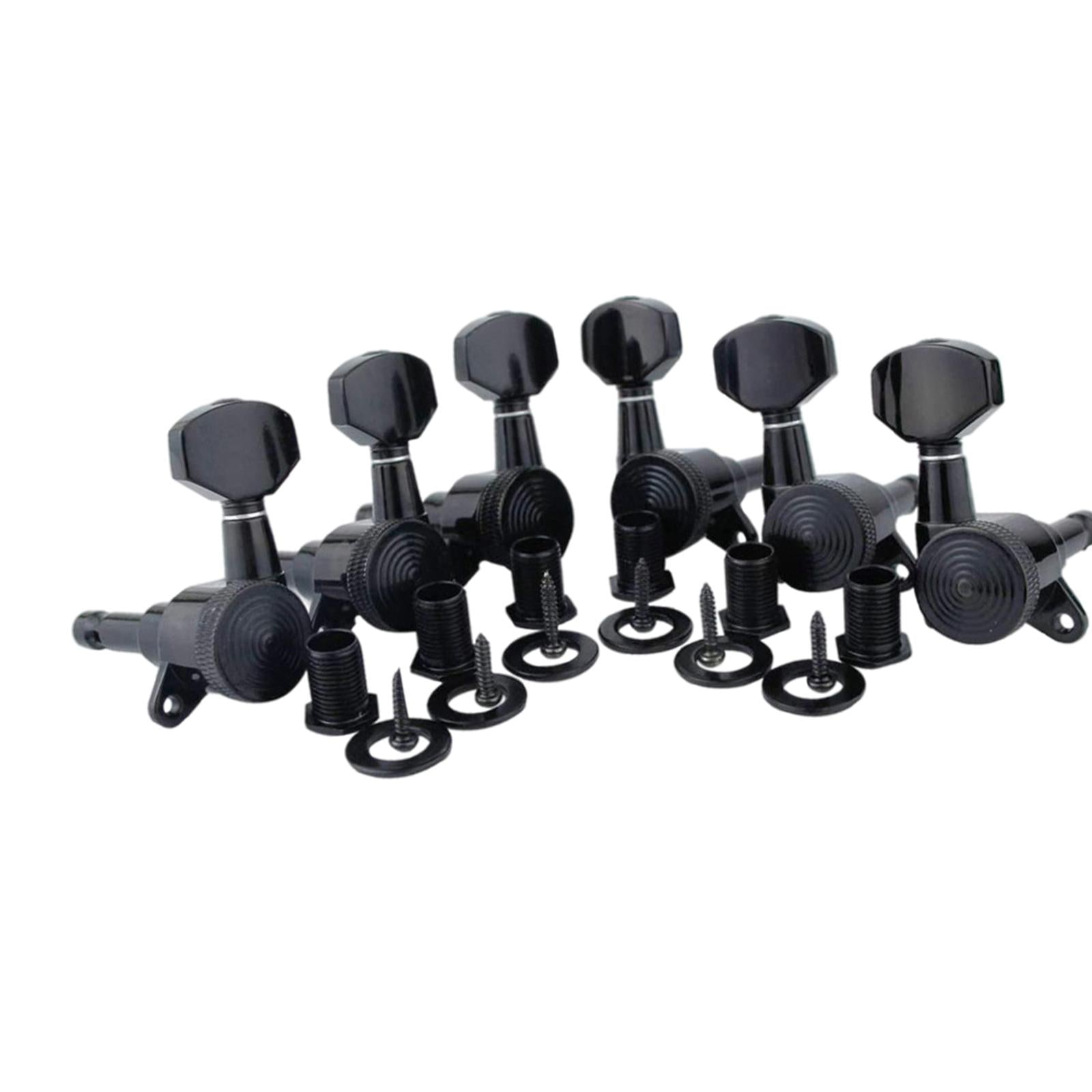 6Pcs Lock String Tuning Key Pegs Tuners Set Gear Ratio 1:18 for Guitar Black 3L3R