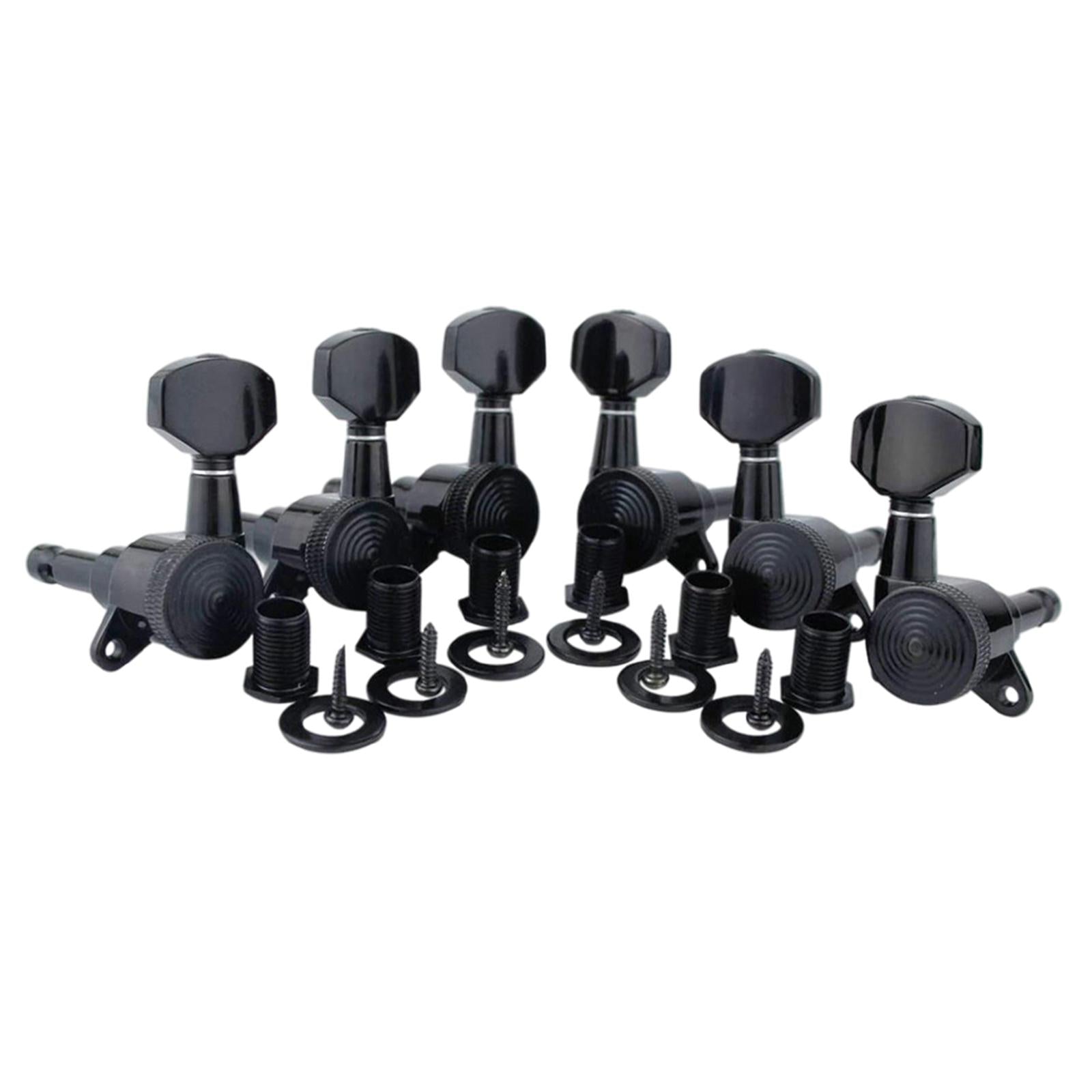 6Pcs Lock String Tuning Key Pegs Tuners Set Gear Ratio 1:18 for Guitar Black 3L3R