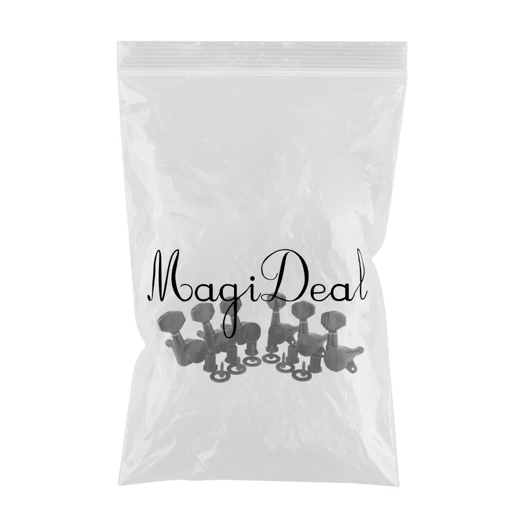 6Pcs Lock String Tuning Key Pegs Tuners Set Gear Ratio 1:18 for Guitar Black 6R