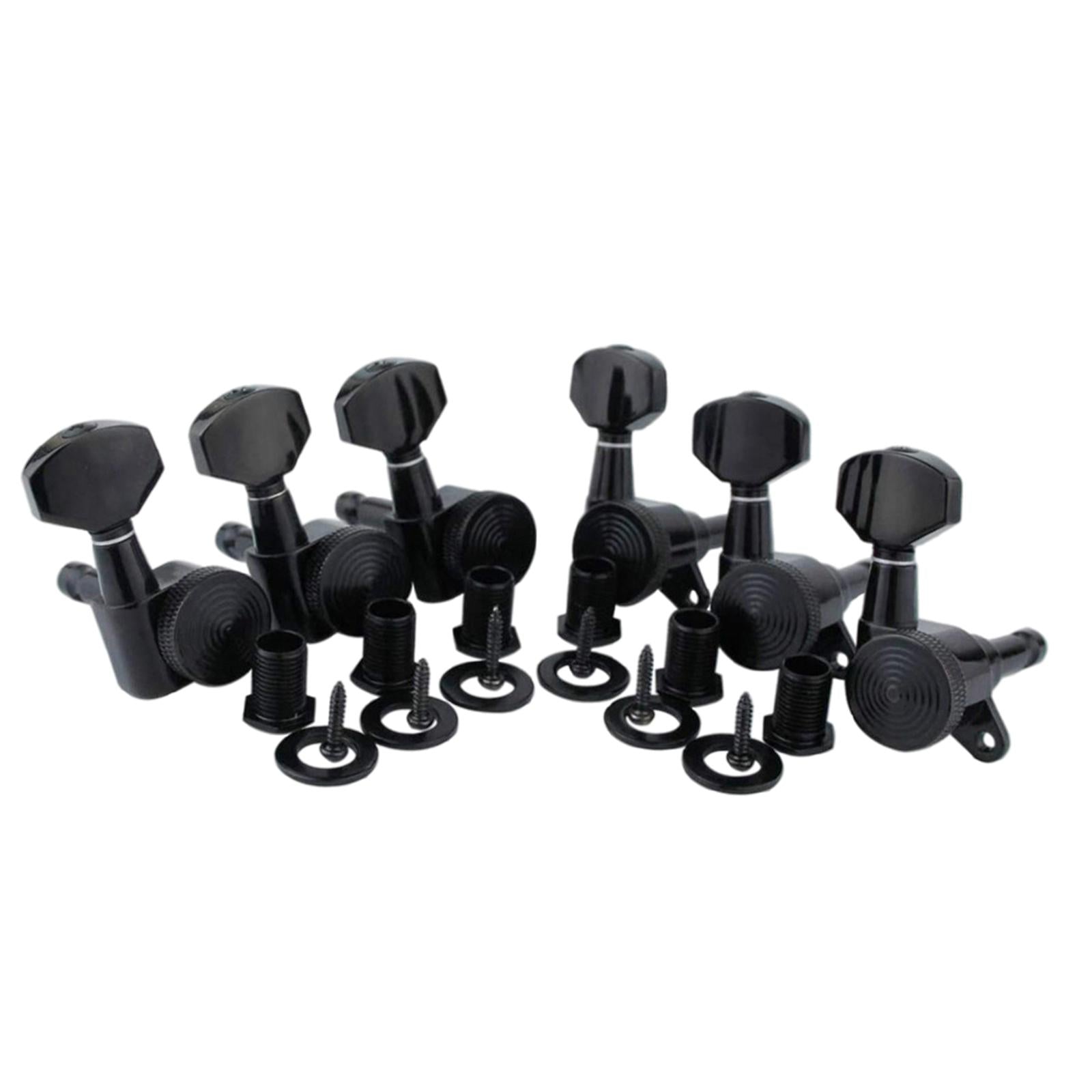 6Pcs Lock String Tuning Key Pegs Tuners Set Gear Ratio 1:18 for Guitar Black 6R