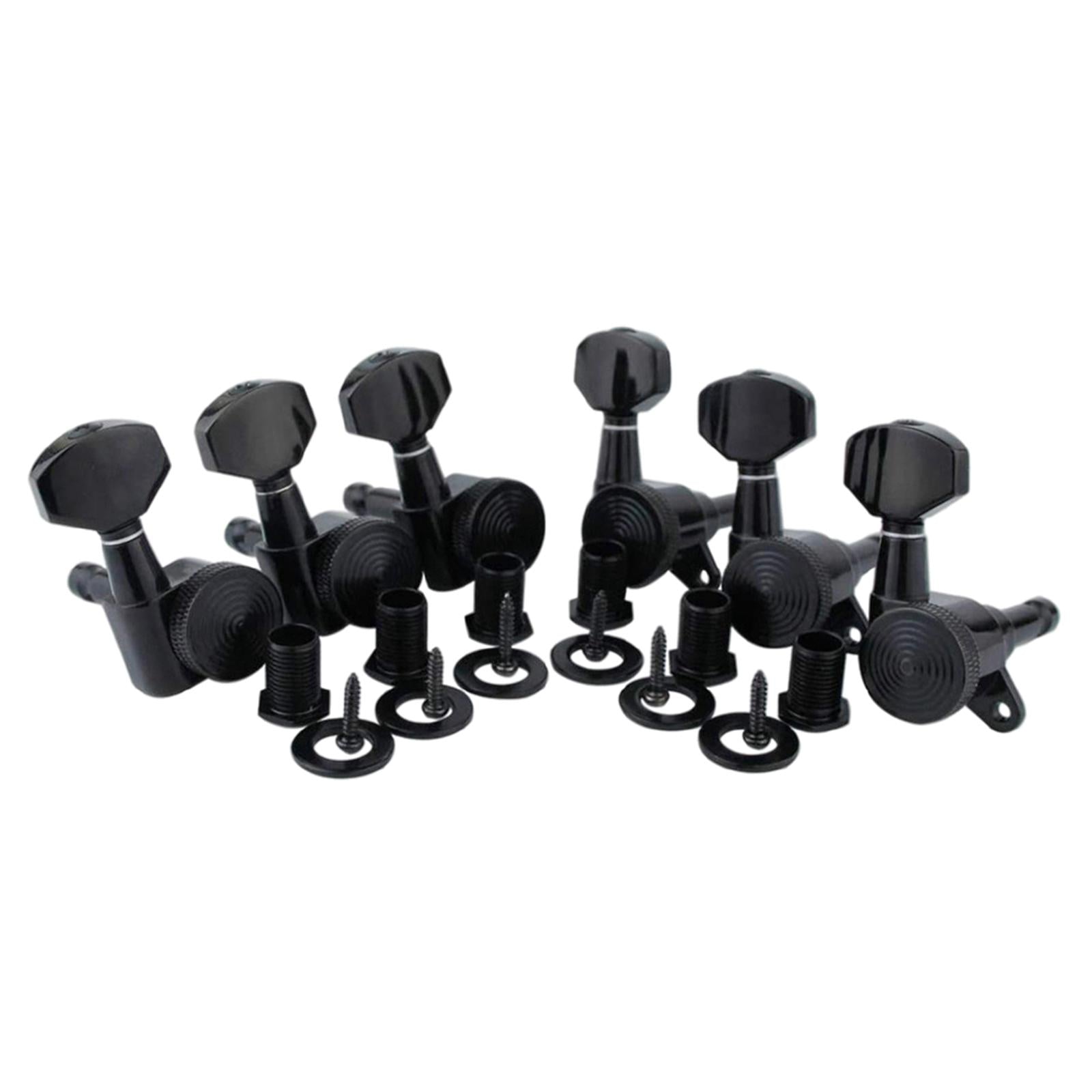 6Pcs Lock String Tuning Key Pegs Tuners Set Gear Ratio 1:18 for Guitar Black 6R