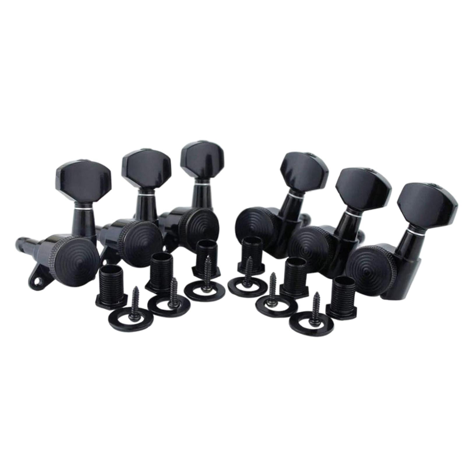 6Pcs Lock String Tuning Key Pegs Tuners Set Gear Ratio 1:18 for Guitar Black 6L