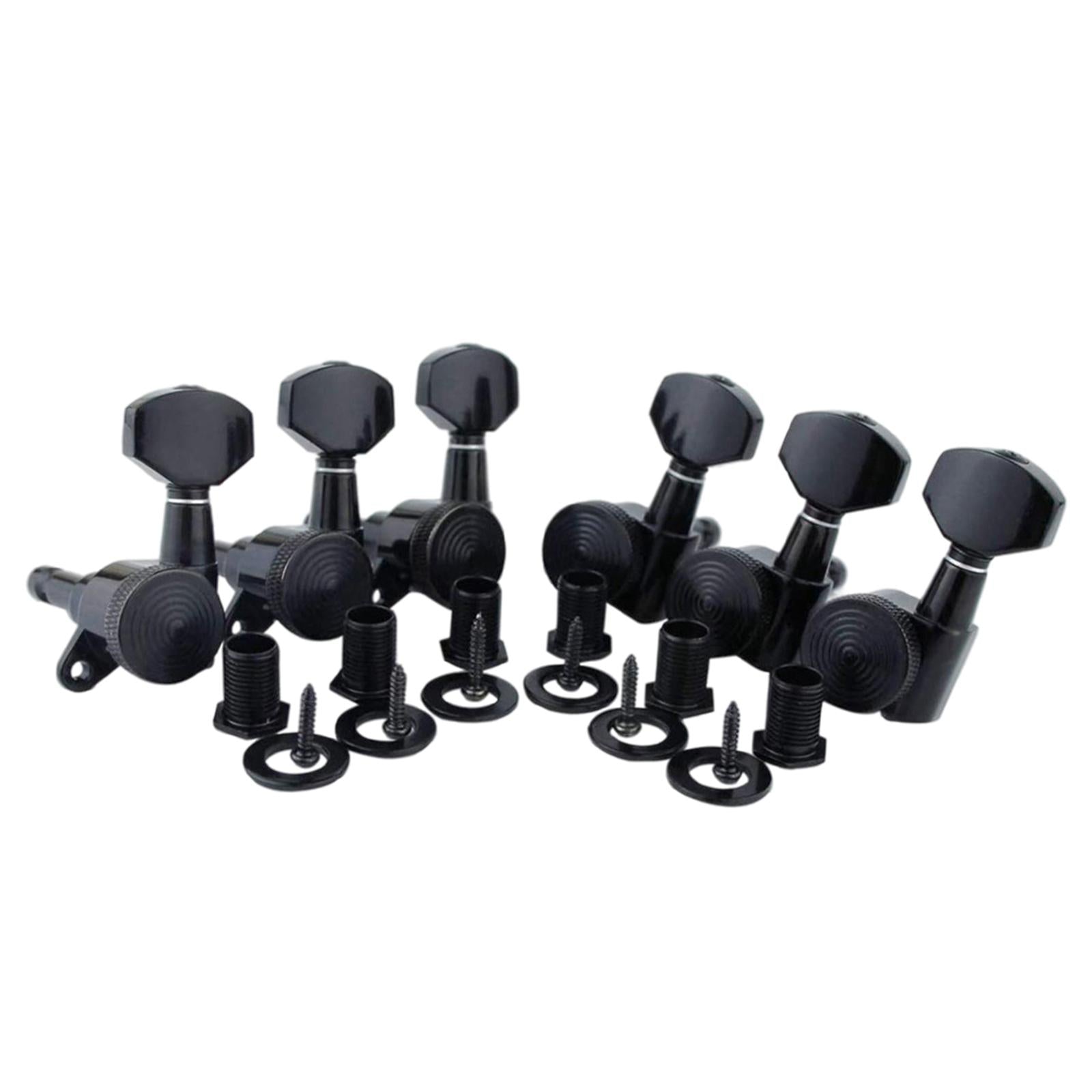 6Pcs Lock String Tuning Key Pegs Tuners Set Gear Ratio 1:18 for Guitar Black 6L