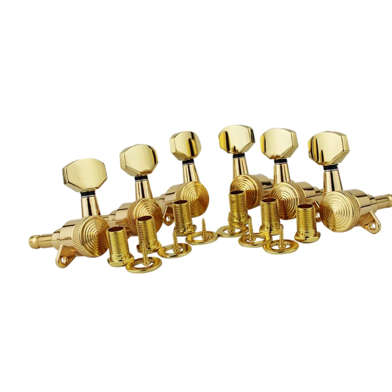 6Pcs Lock String Tuning Key Pegs Tuners Set Gear Ratio 1:18 for Guitar Gold 3L3R