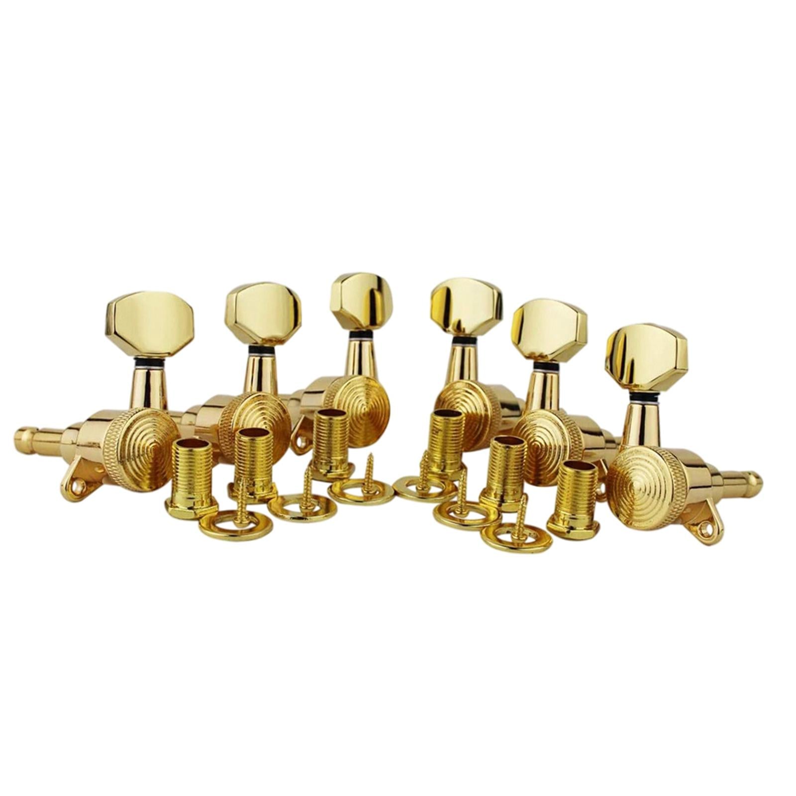 6Pcs Lock String Tuning Key Pegs Tuners Set Gear Ratio 1:18 for Guitar Gold 3L3R