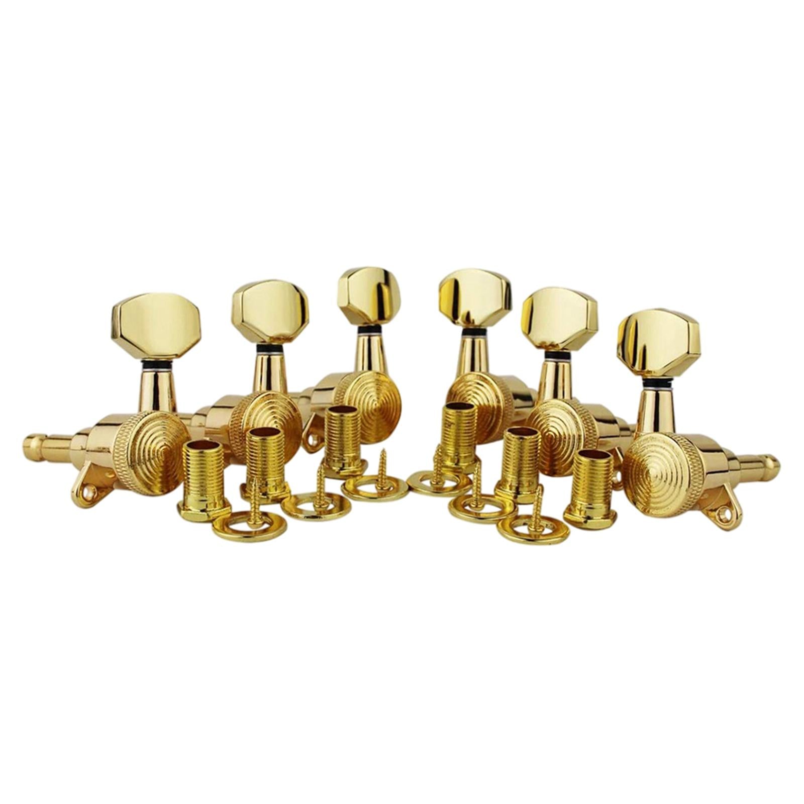 6Pcs Lock String Tuning Key Pegs Tuners Set Gear Ratio 1:18 for Guitar Gold 3L3R