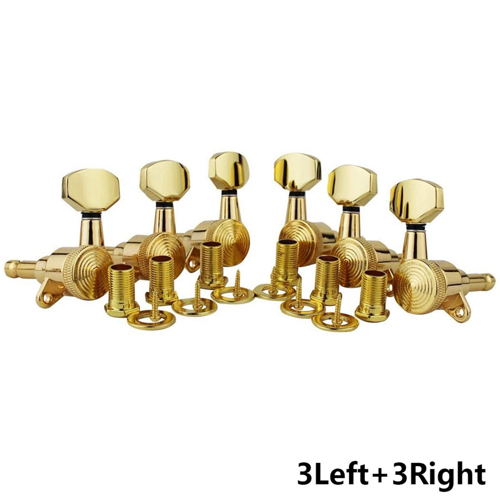 6Pcs Lock String Tuning Key Pegs Tuners Set Gear Ratio 1:18 for Guitar Gold 3L3R
