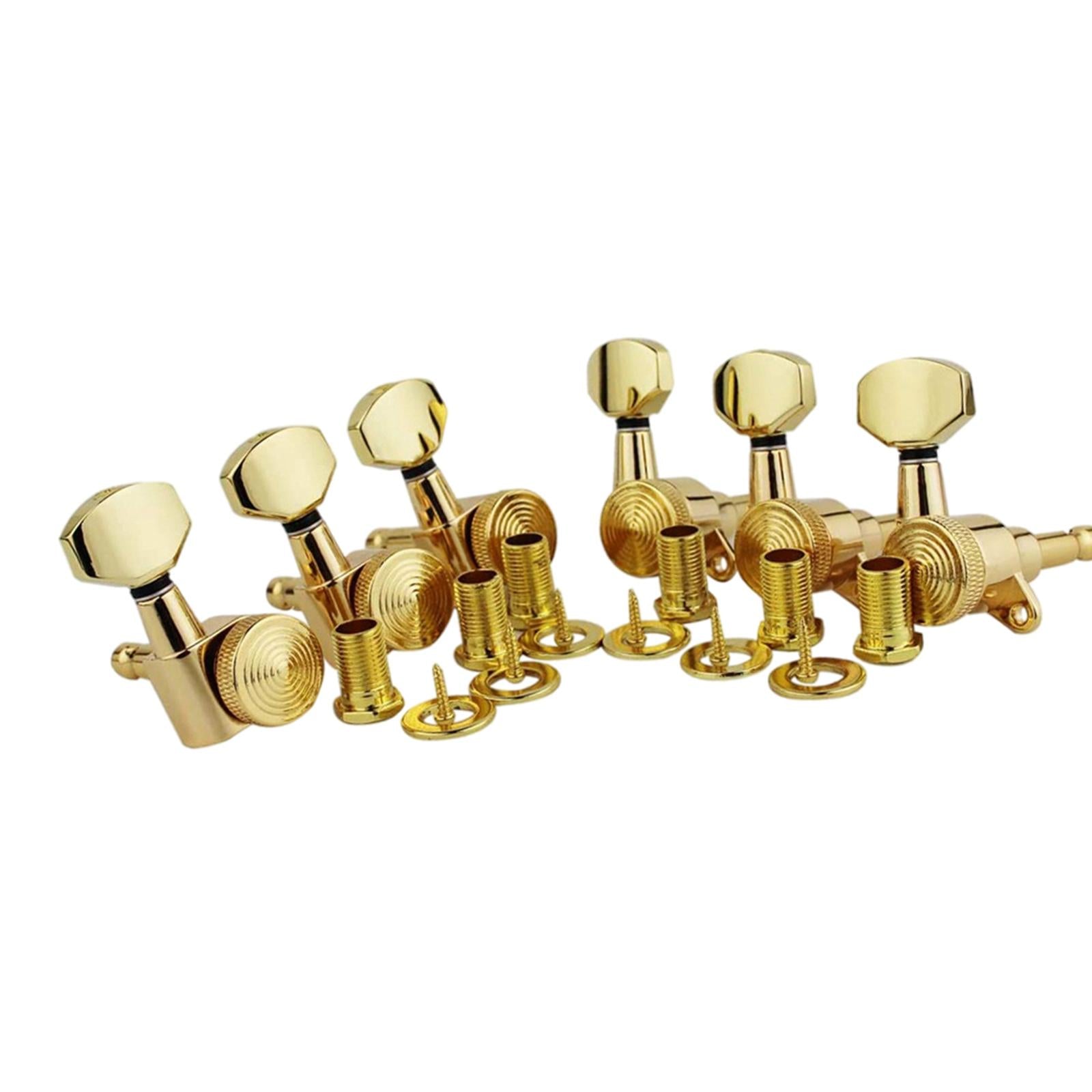 6Pcs Lock String Tuning Key Pegs Tuners Set Gear Ratio 1:18 for Guitar Gold 6R