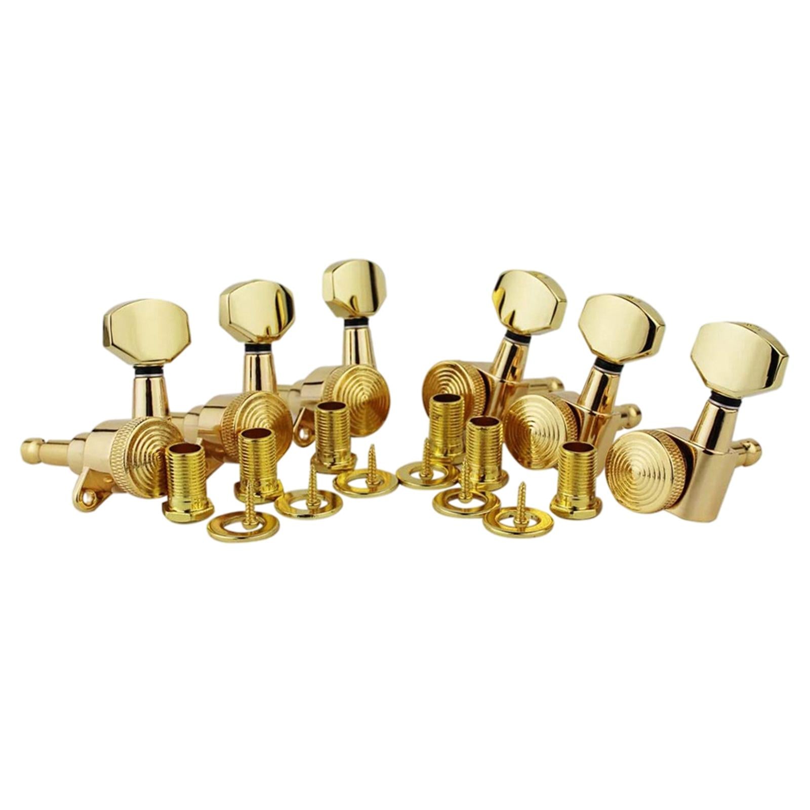 6Pcs Lock String Tuning Key Pegs Tuners Set Gear Ratio 1:18 for Guitar Gold 6L