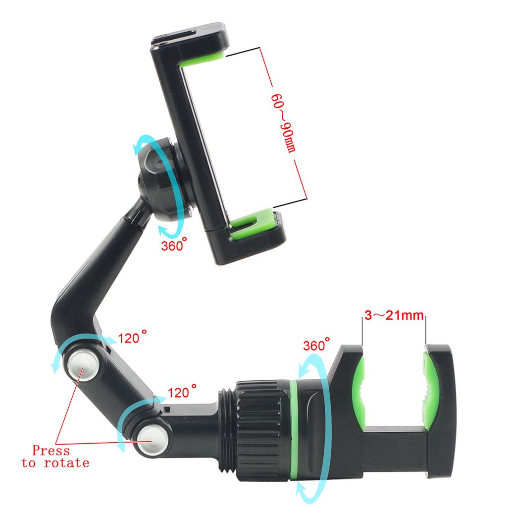 Guitar Phone Holder Mic Stand Mount for Guitar Lessons Tutorials Black Green
