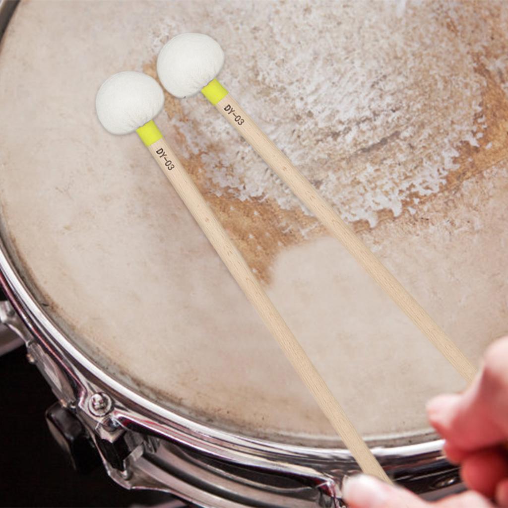 2 Pieces Percussion Mallet Sticks for Bells Instrument Parts Accessories Yellow