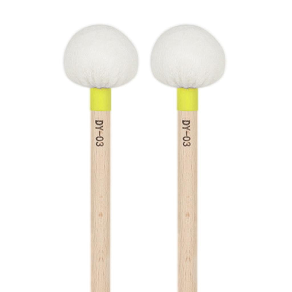 2 Pieces Percussion Mallet Sticks for Bells Instrument Parts Accessories Yellow