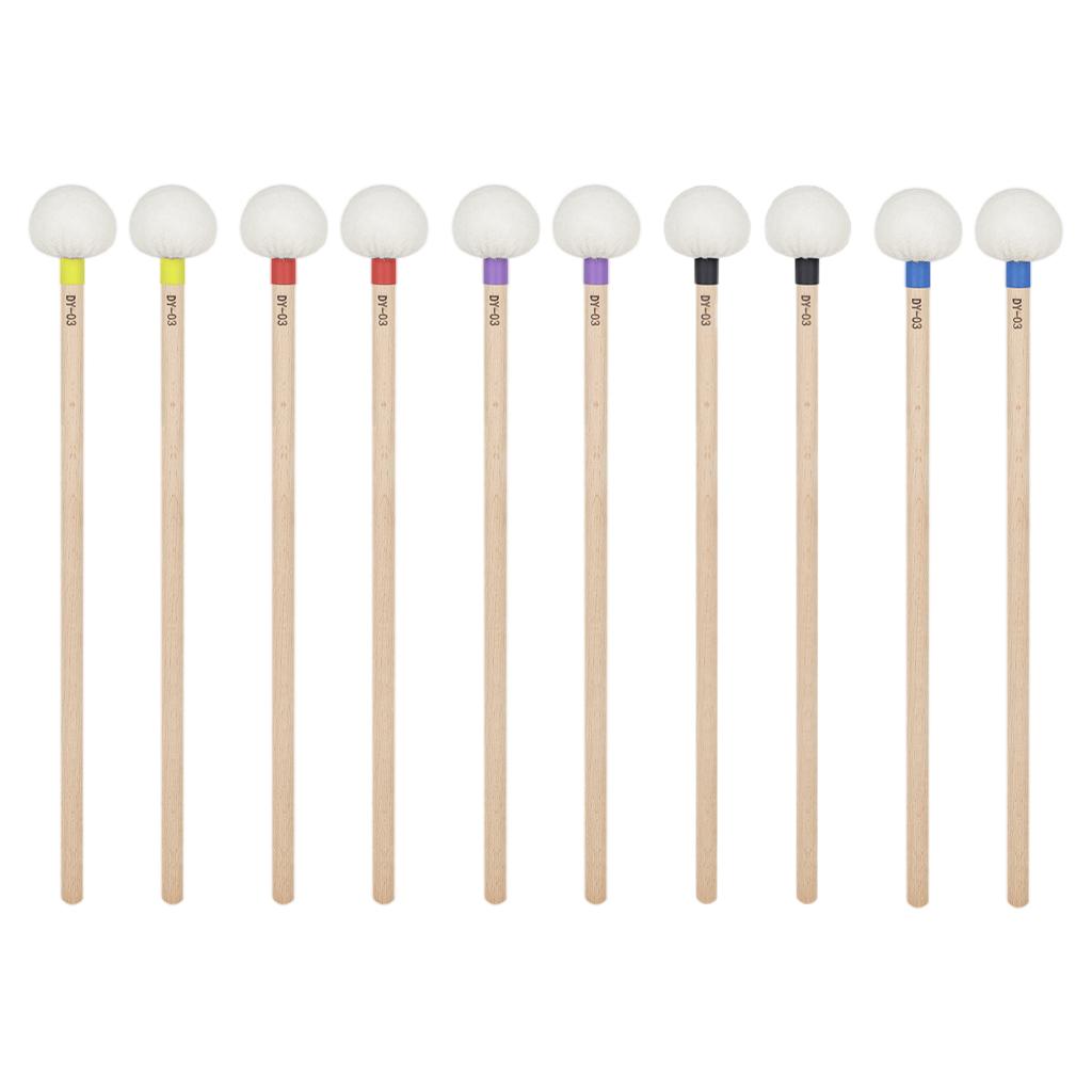 2 Pieces Percussion Mallet Sticks for Bells Instrument Parts Accessories Yellow