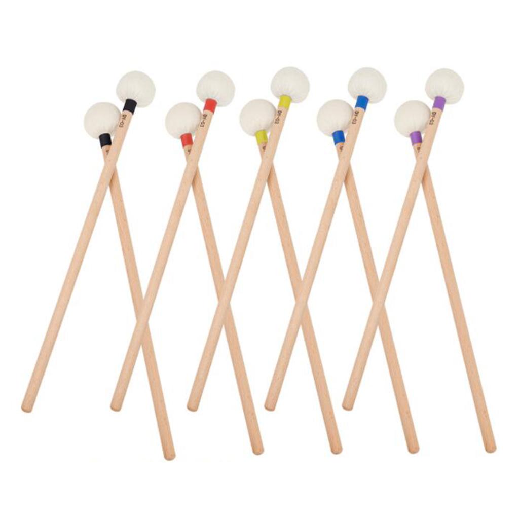 2 Pieces Percussion Mallet Sticks for Bells Instrument Parts Accessories Yellow