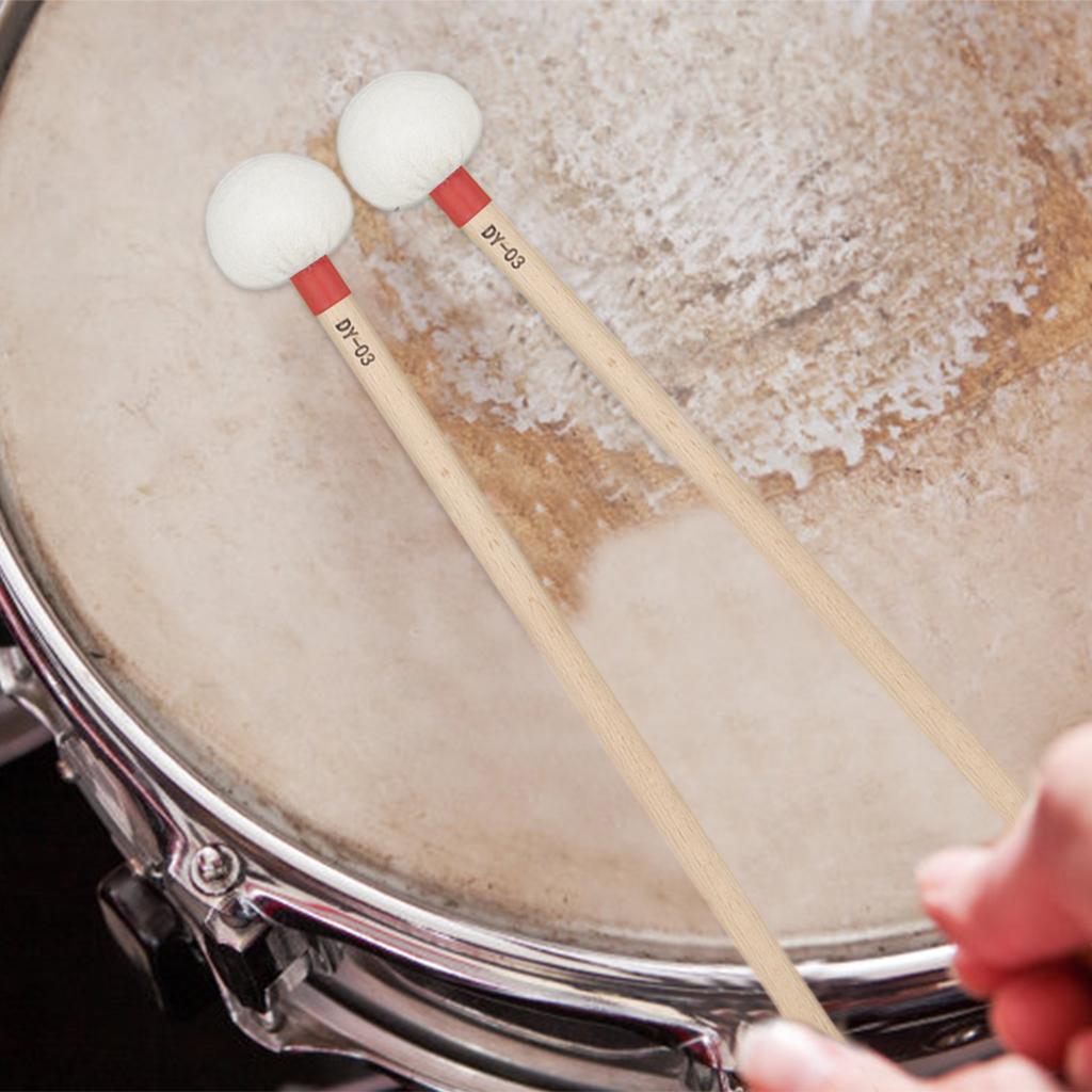 2 Pieces Percussion Mallet Sticks for Bells Instrument Parts Accessories Red