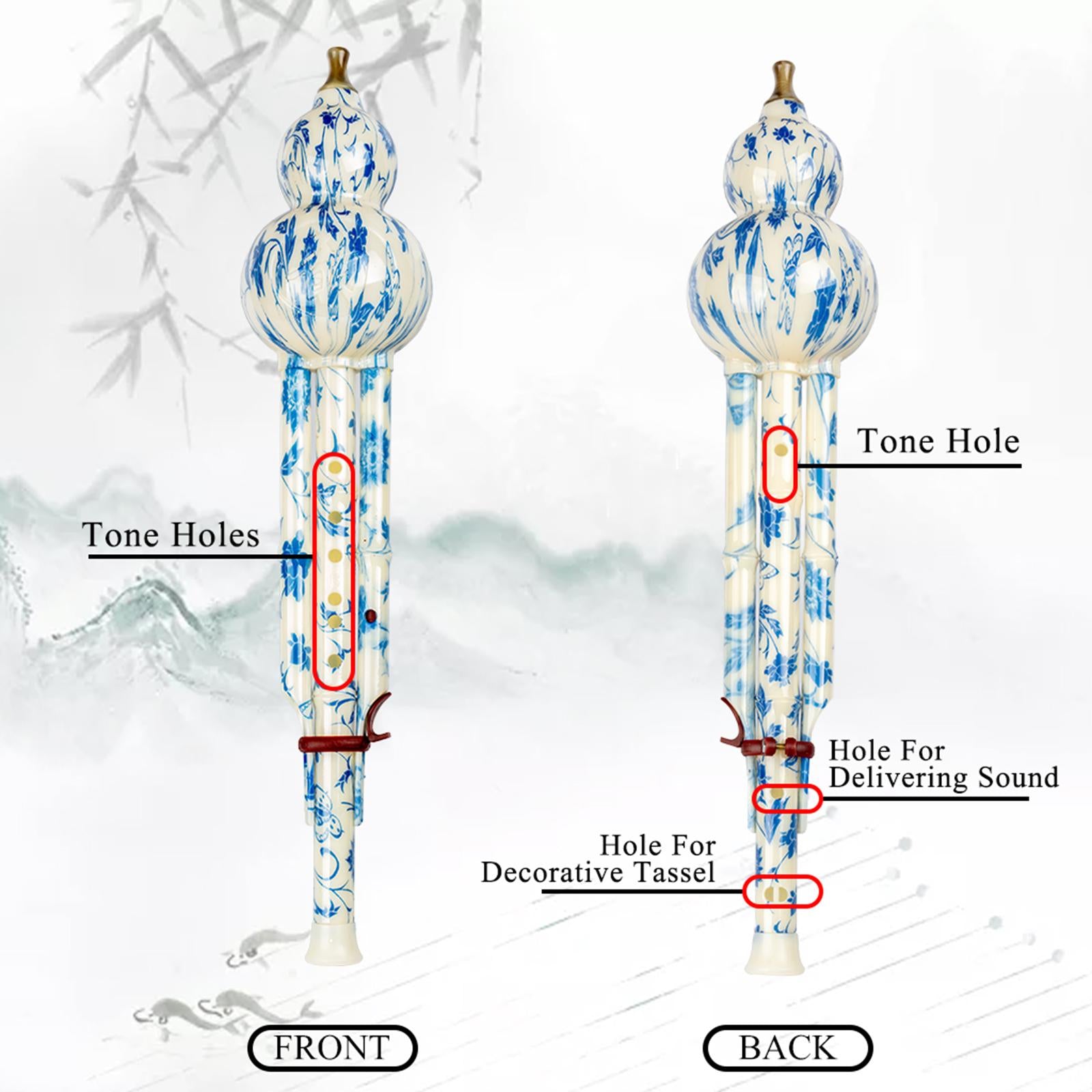 Chinese Traditional Hulusi Instrument for Music Lovers Beginner Blue