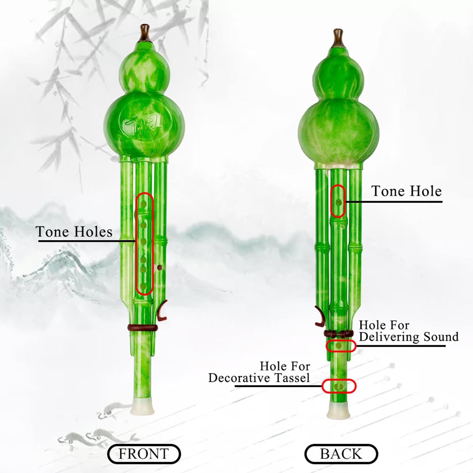 Chinese Traditional Hulusi Instrument for Music Lovers Beginner Green