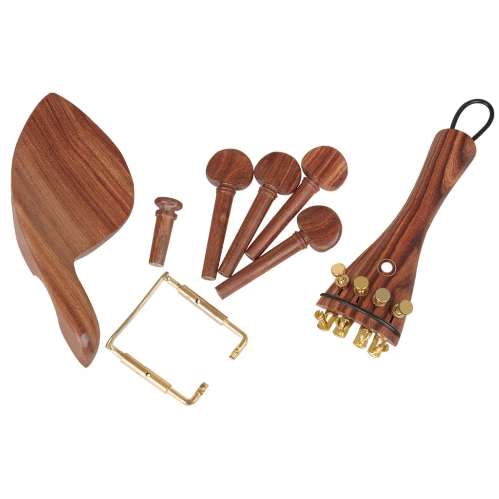 Wooden Violin Fiddle 4/4 Accessory Tailpiece+Chin Rest+ Endpin+4 Tuning Pegs