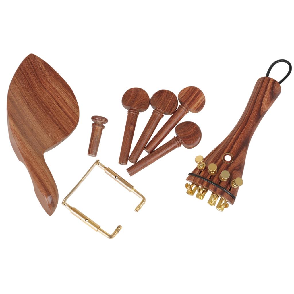 Wooden Violin Fiddle 4/4 Accessory Tailpiece+Chin Rest+ Endpin+4 Tuning Pegs