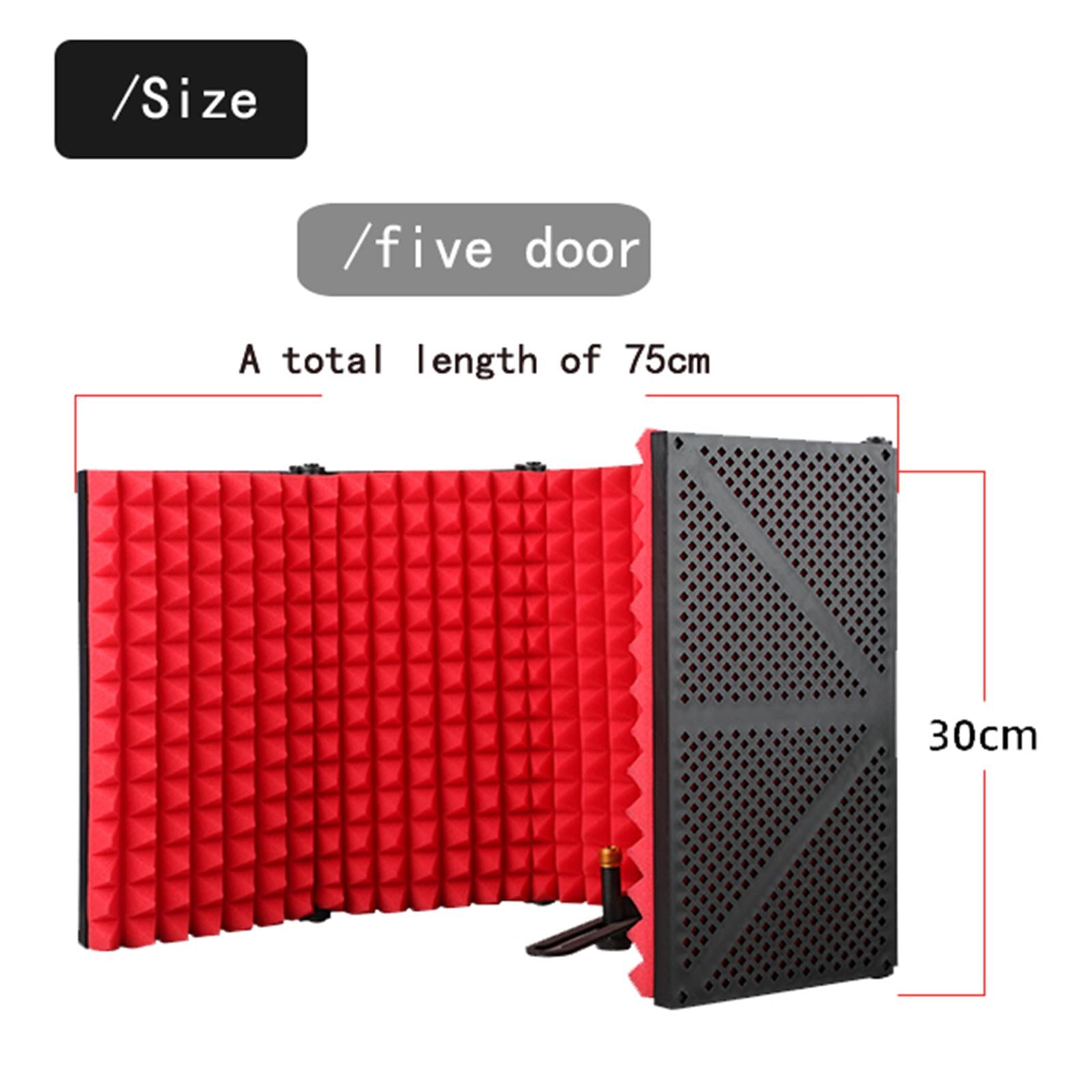 Professional Microphone Isolation Shield, Pop's Filter, Mic Sound Absorbing 5 Panels with Holder
