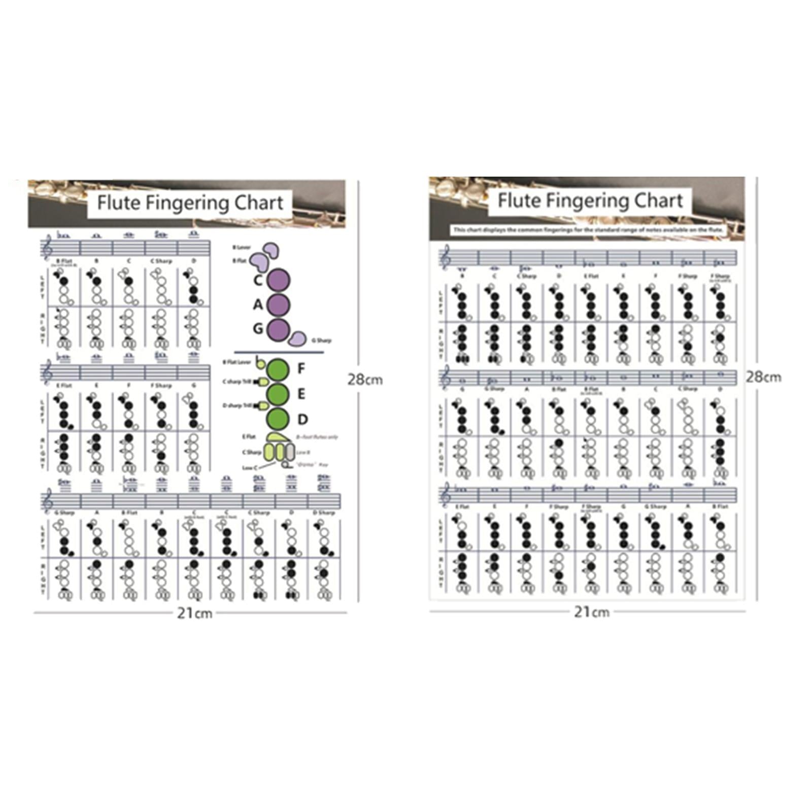 Flute Chord Chart Cheatsheets Educational Accessories for Student Beginners Small