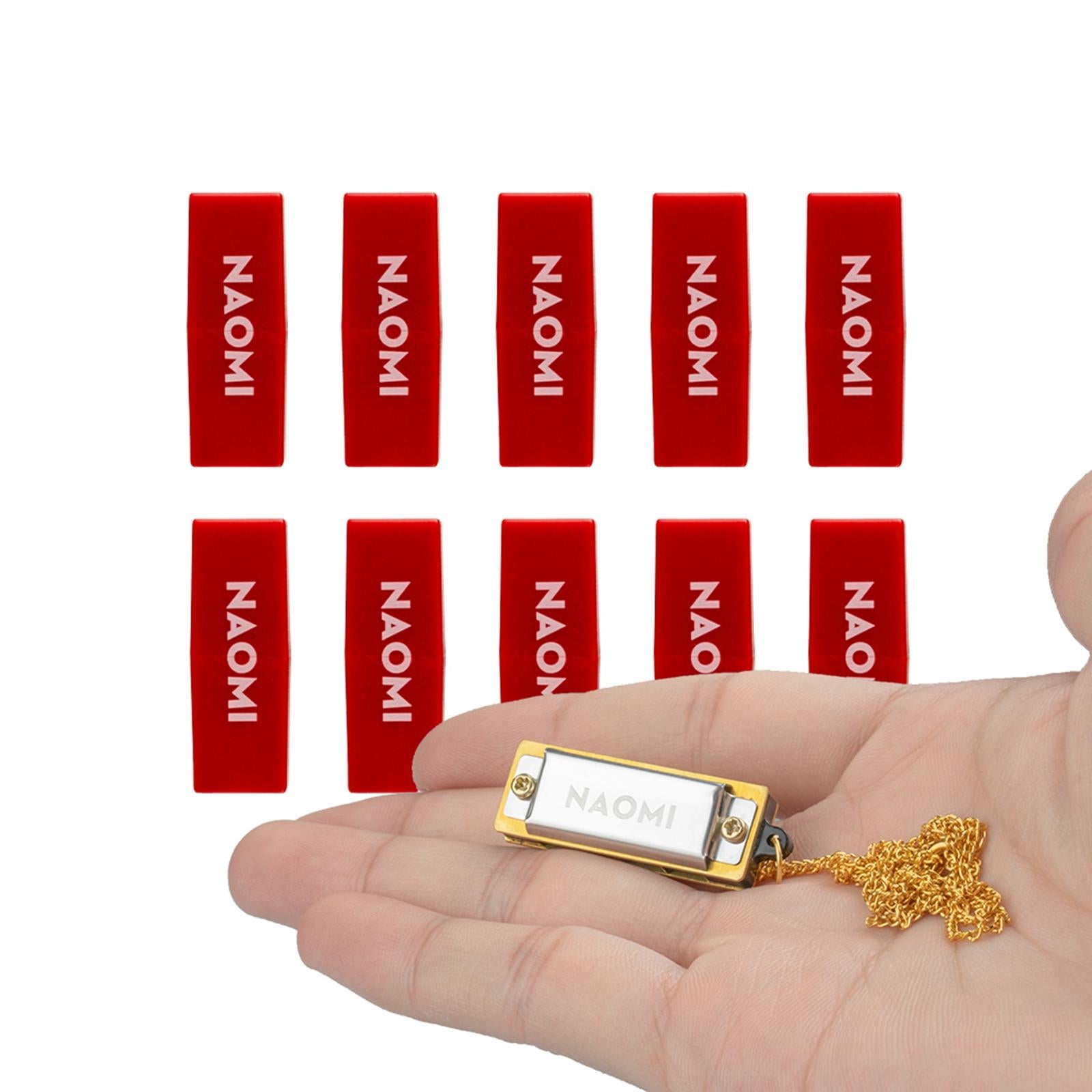 Portable Necklace Harmonica Mouth Organ Hanging Chain Gifts 10pcs Red