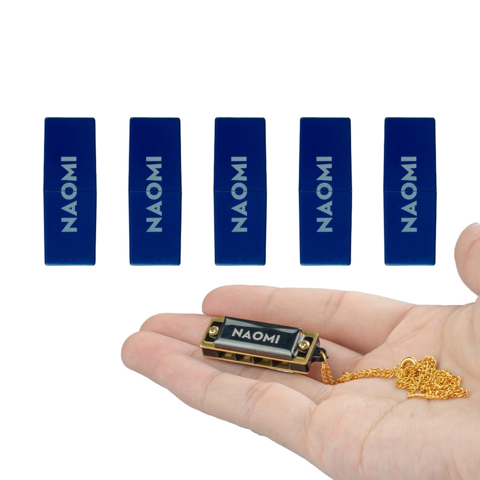 Portable Necklace Harmonica Mouth Organ Hanging Chain Gifts 5pcs Blue