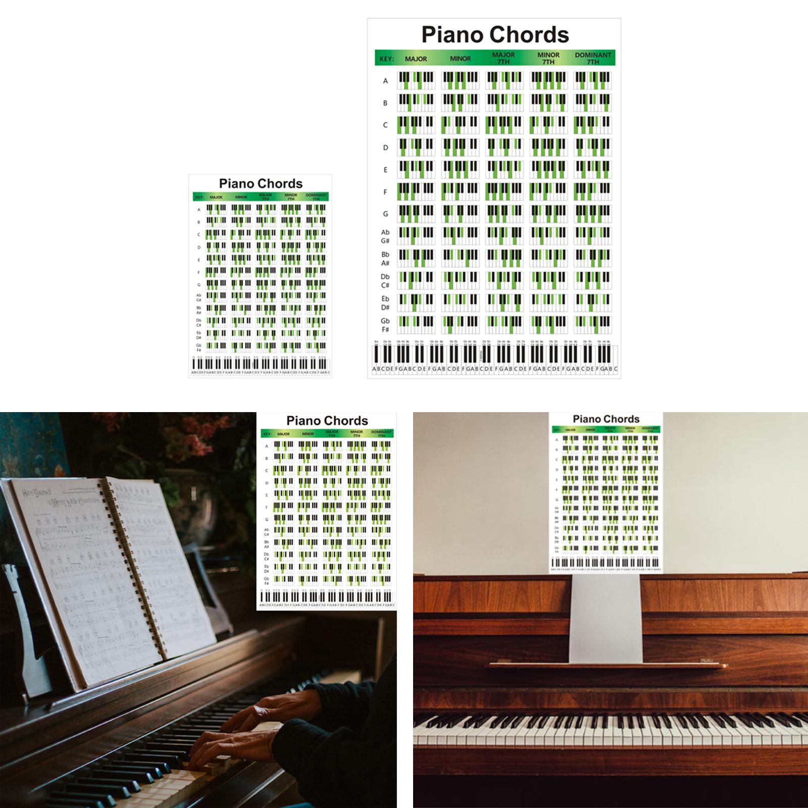Illustrated Piano Fingering Chart Educational Portable for Home Teacher Small