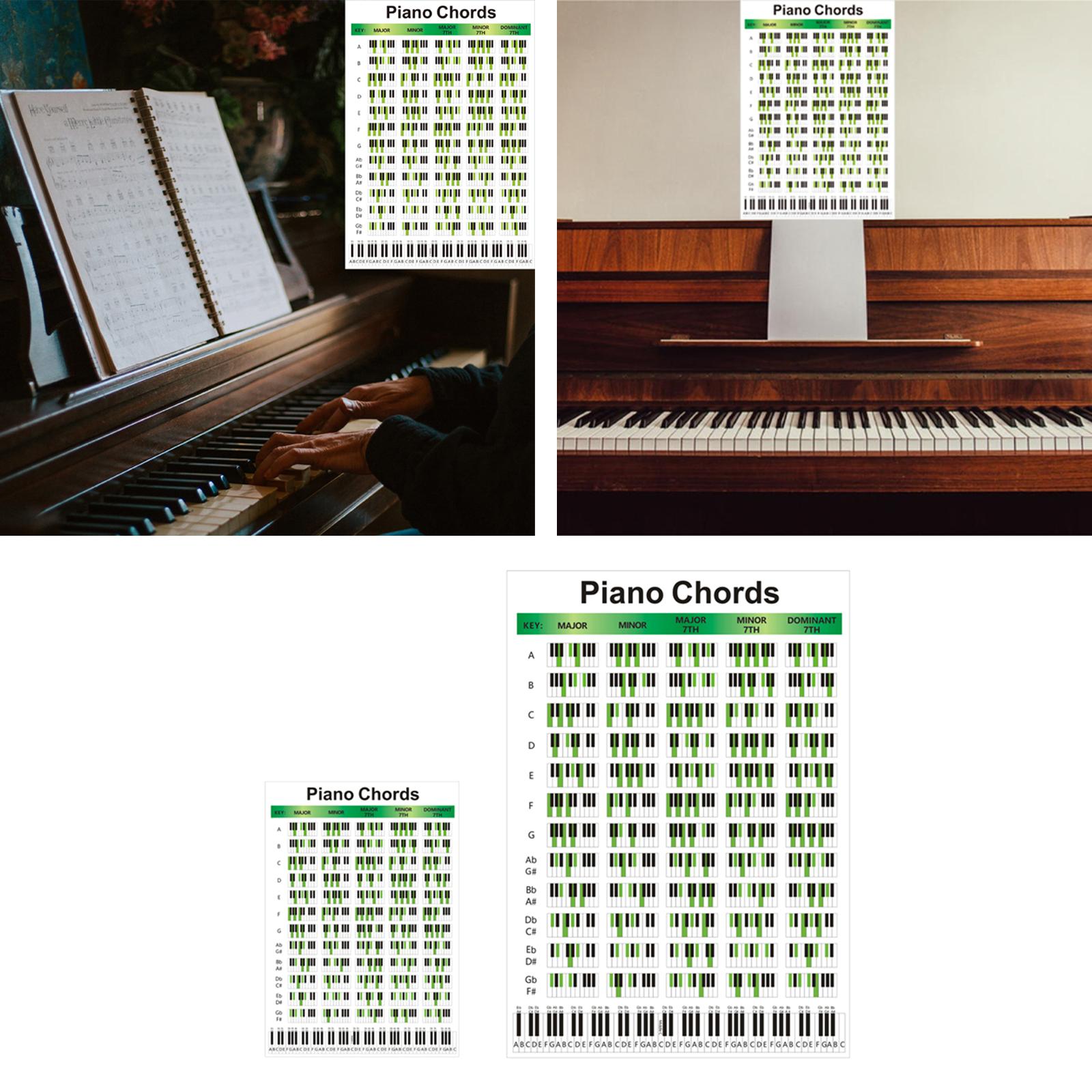 Illustrated Piano Fingering Chart Educational Portable for Home Teacher Small