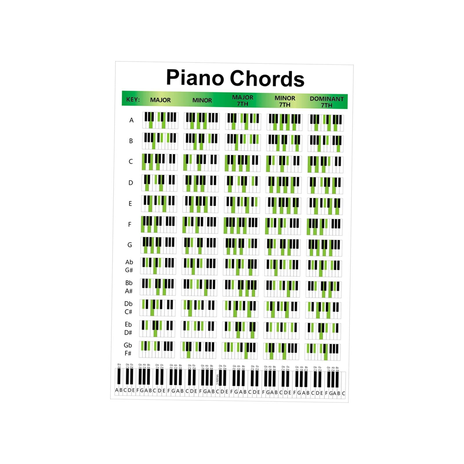 Illustrated Piano Fingering Chart Educational Portable for Home Teacher Large