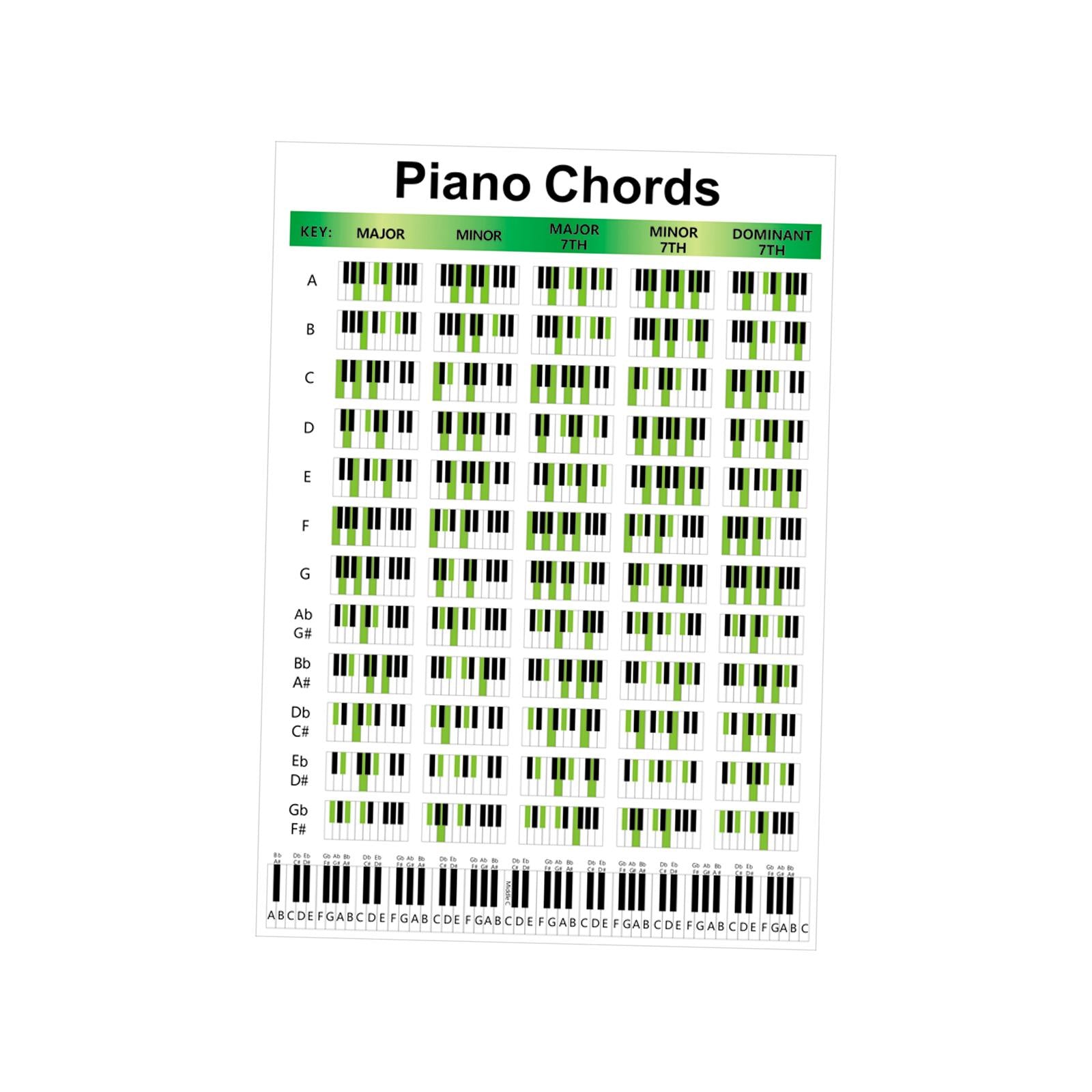 Illustrated Piano Fingering Chart Educational Portable for Home Teacher Large