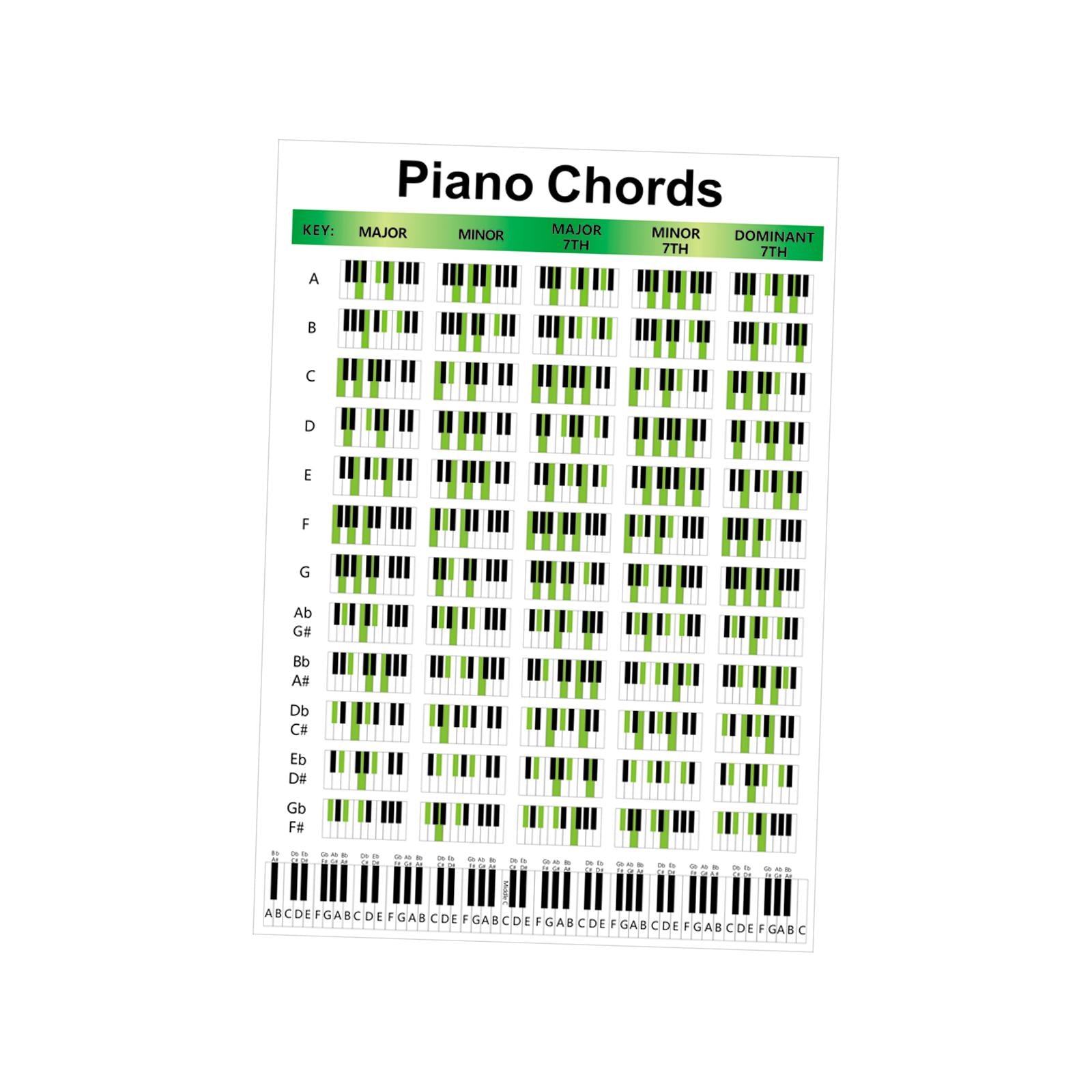 Illustrated Piano Fingering Chart Educational Portable for Home Teacher Large