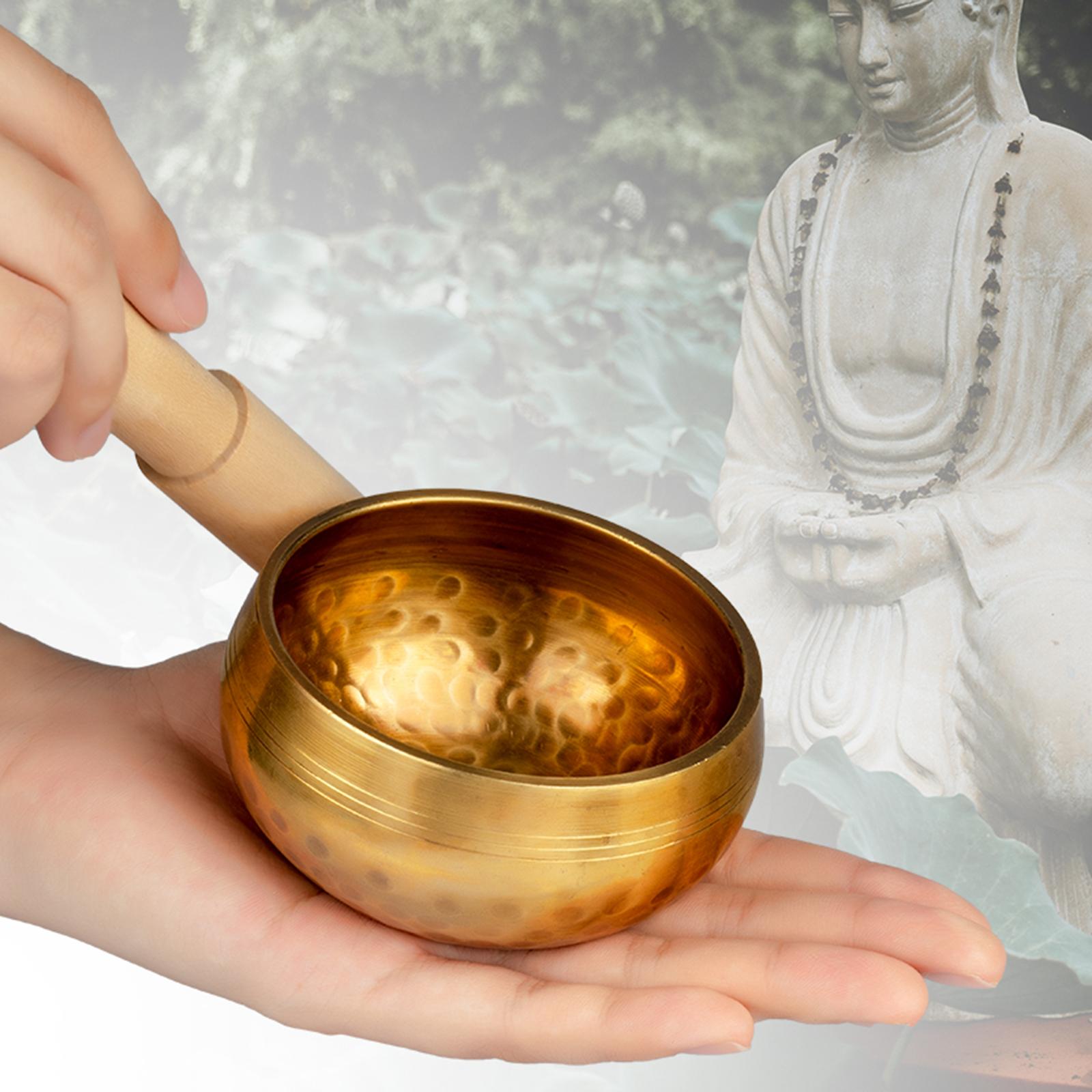 Tibetan Singing Bowl Set Buddhism with Wooden Striker for Yoga Unique Gifts