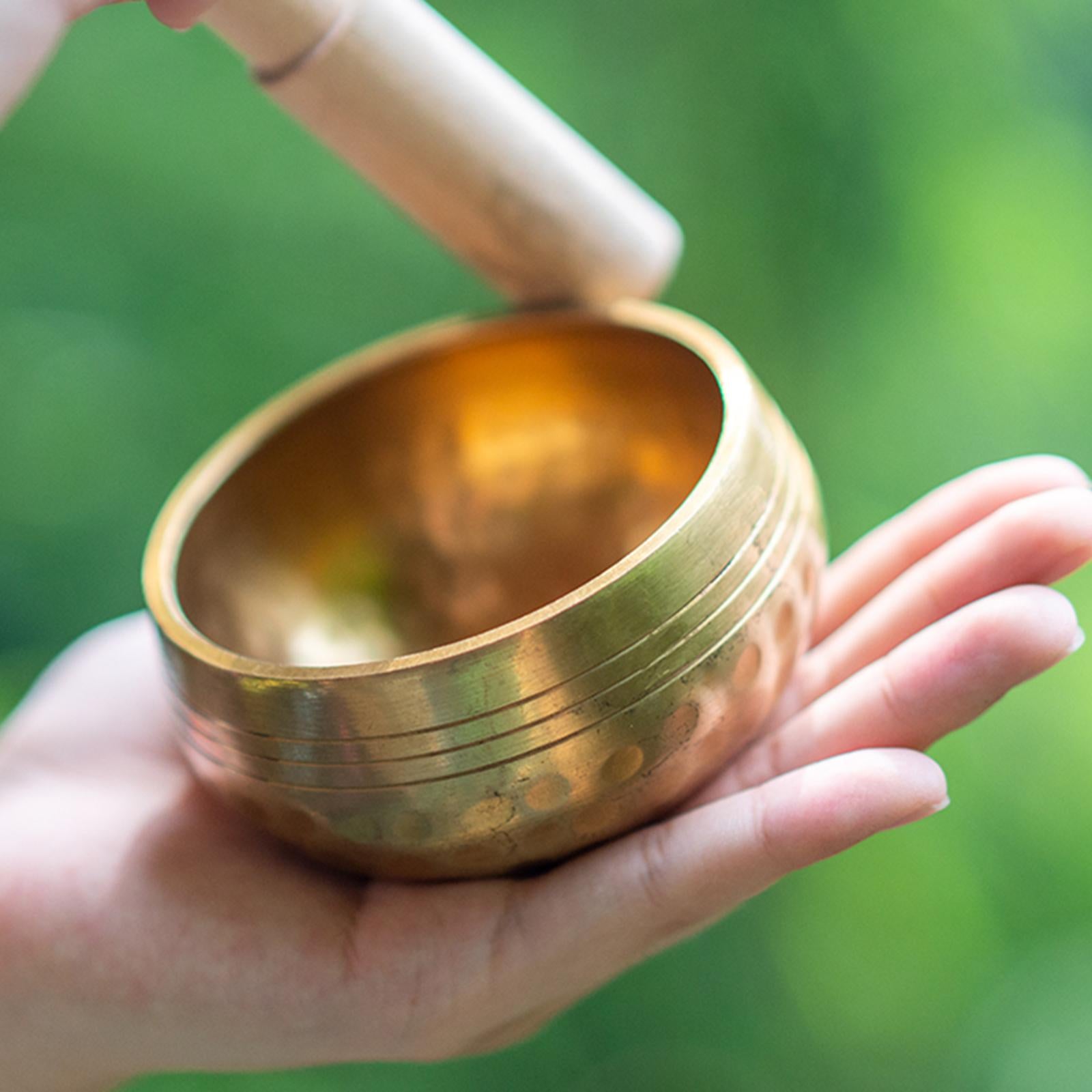 Tibetan Singing Bowl Set Buddhism with Wooden Striker for Yoga Unique Gifts