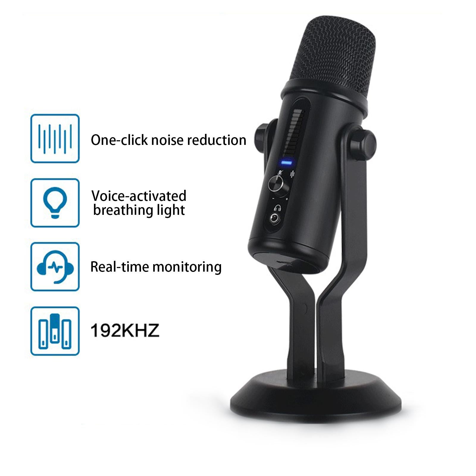Wireless USB Microphone High Performance for Podcasting Streaming Black