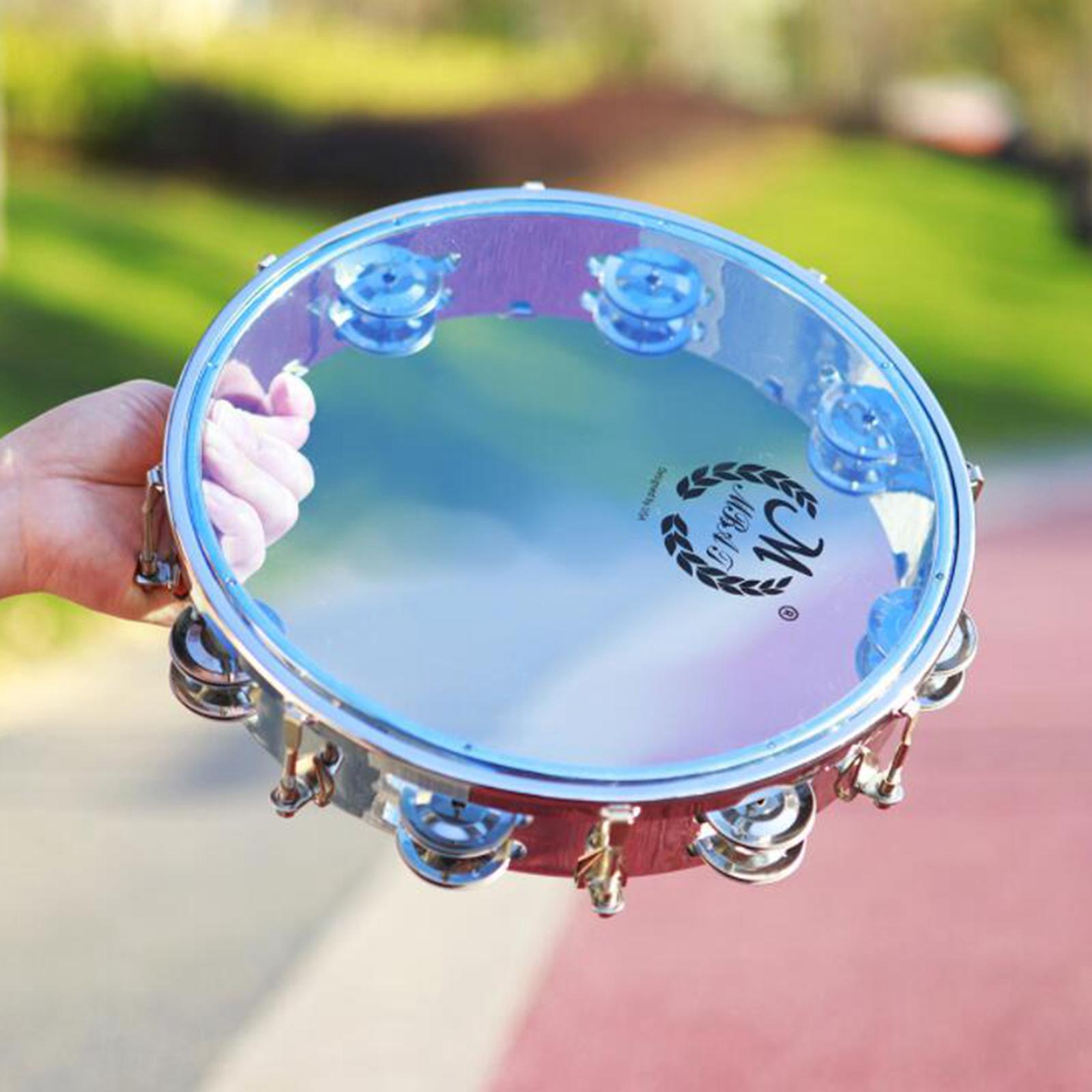 Handheld Tambourine Transparent Developmental Portable for Infant Home 8inch Clear