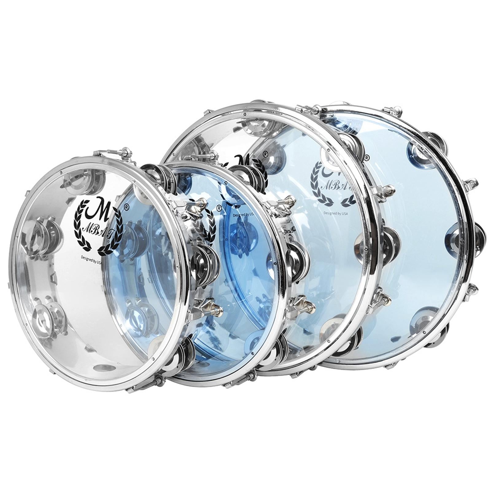 Handheld Tambourine Transparent Developmental Portable for Infant Home 10inch Clear