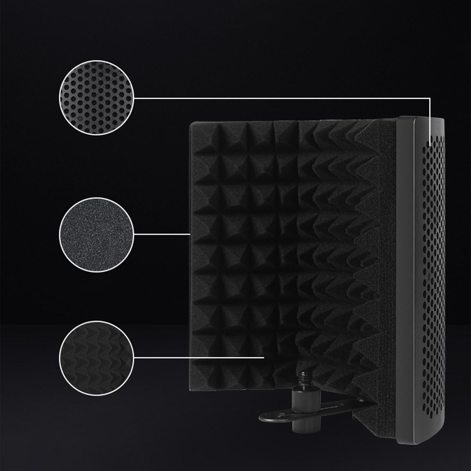 Microphone Isolation Shield, 3-Panel Mic Sound Absorbing Foam Recording Without stand