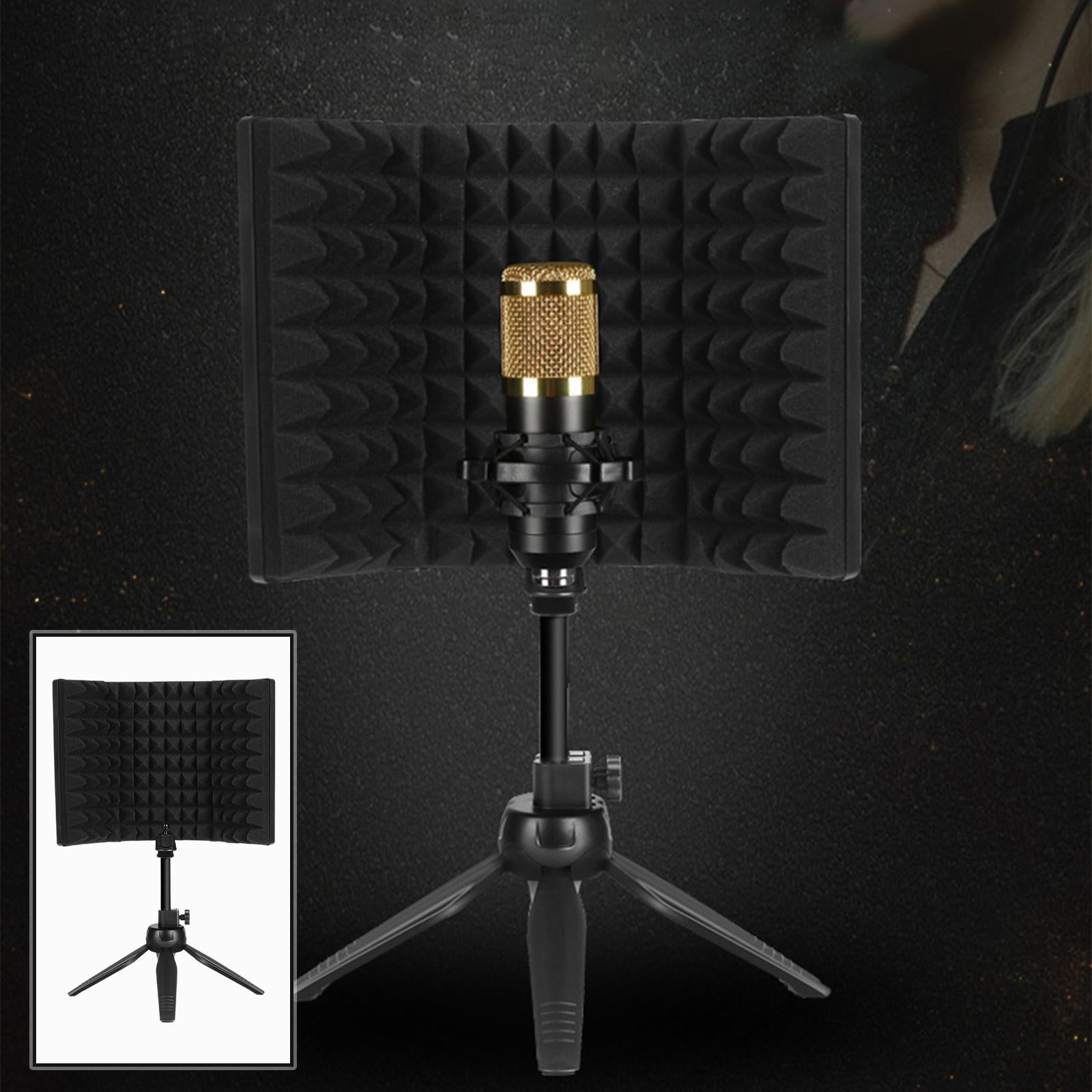 Microphone Isolation Shield, 3-Panel Mic Sound Absorbing Foam Recording With stand