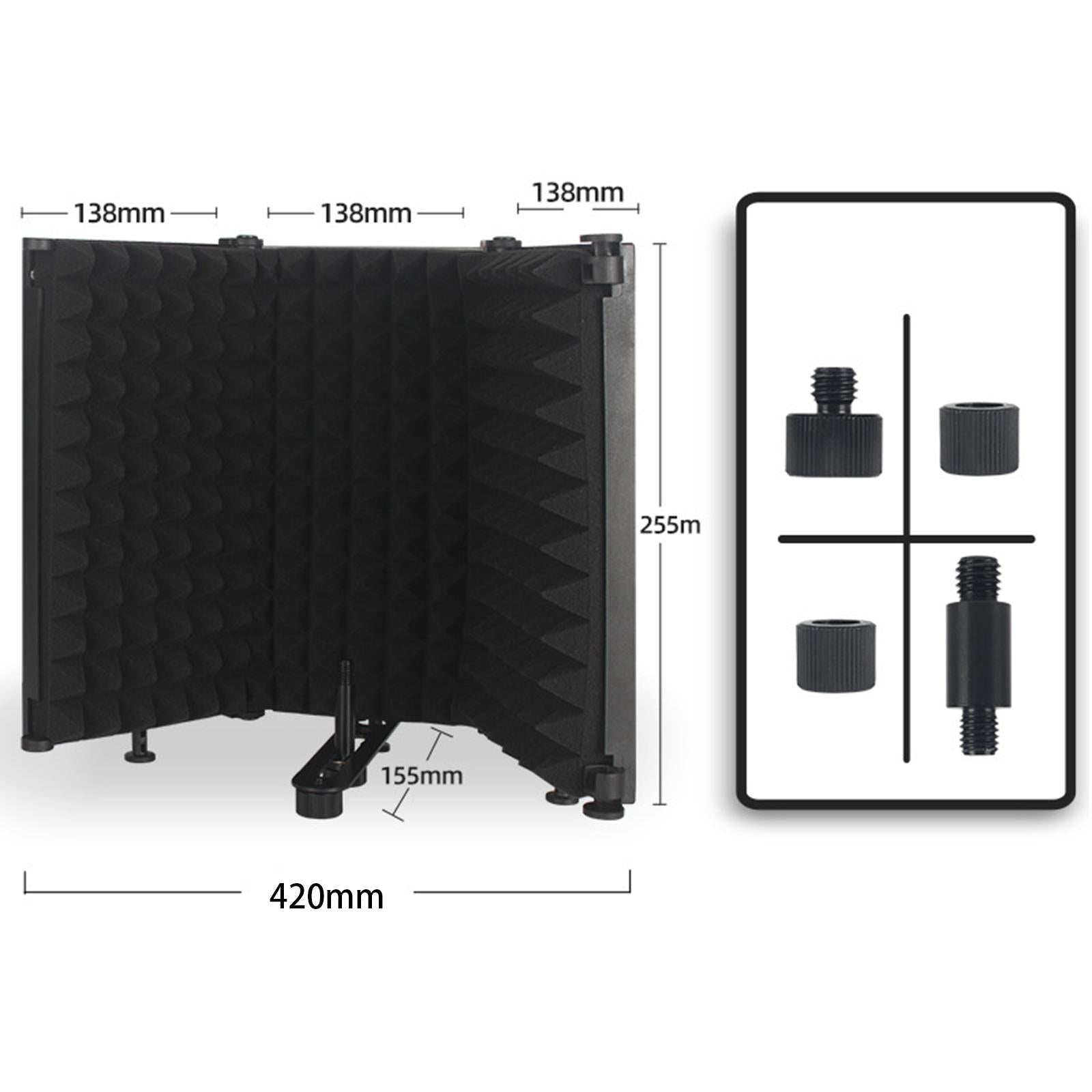 Studio Microphone Isolation Shield Mic Sound Absorbing Foam for Vocals 3 Panels