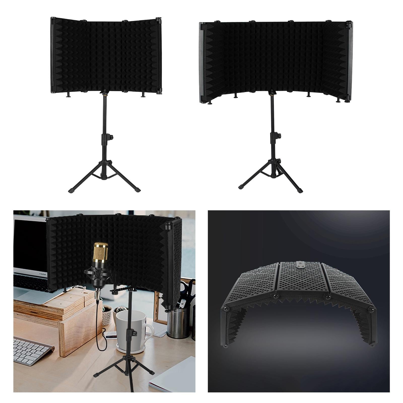 Studio Microphone Isolation Shield Mic Sound Absorbing Foam for Vocals 3 Panels