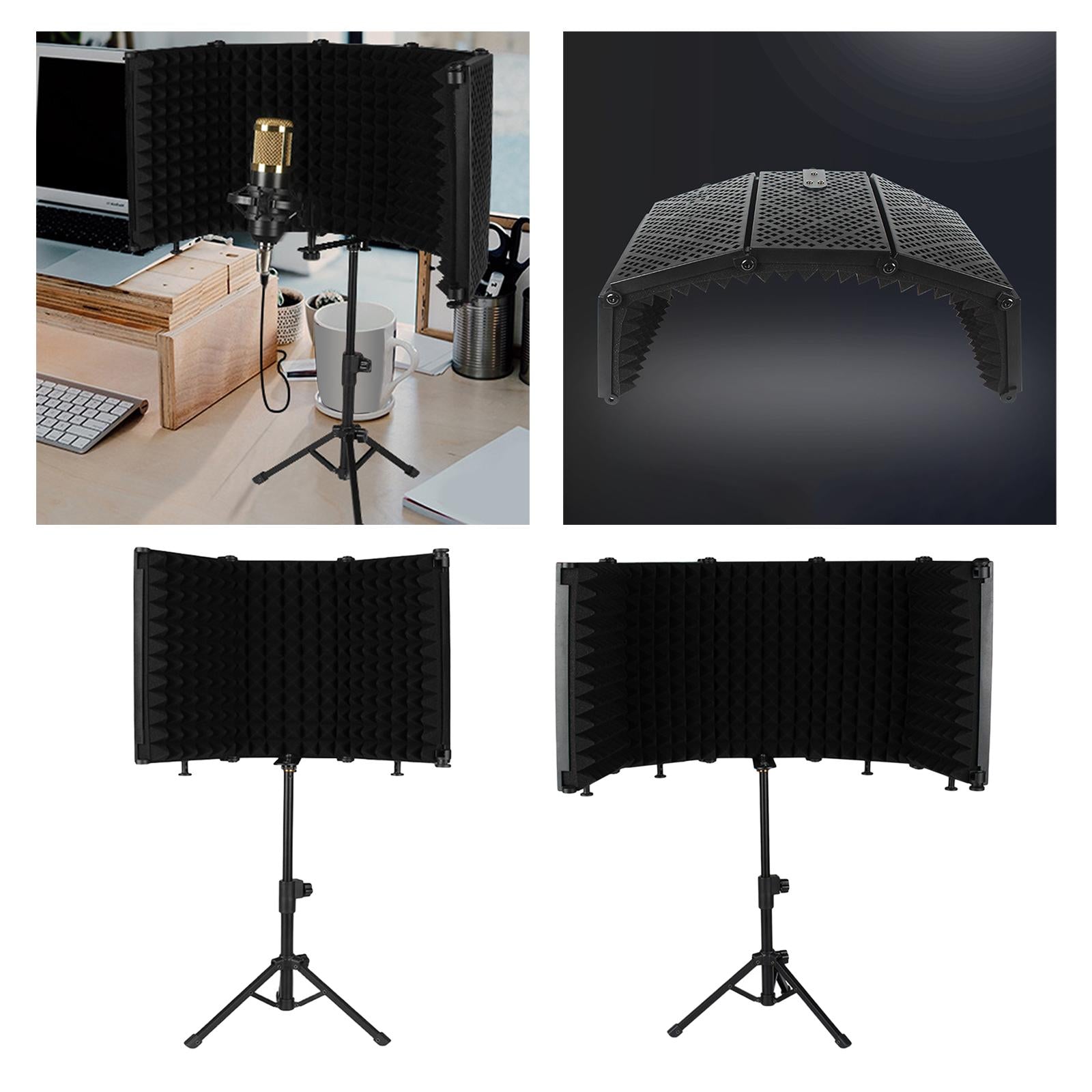 Studio Microphone Isolation Shield Mic Sound Absorbing Foam for Vocals 3 Panels