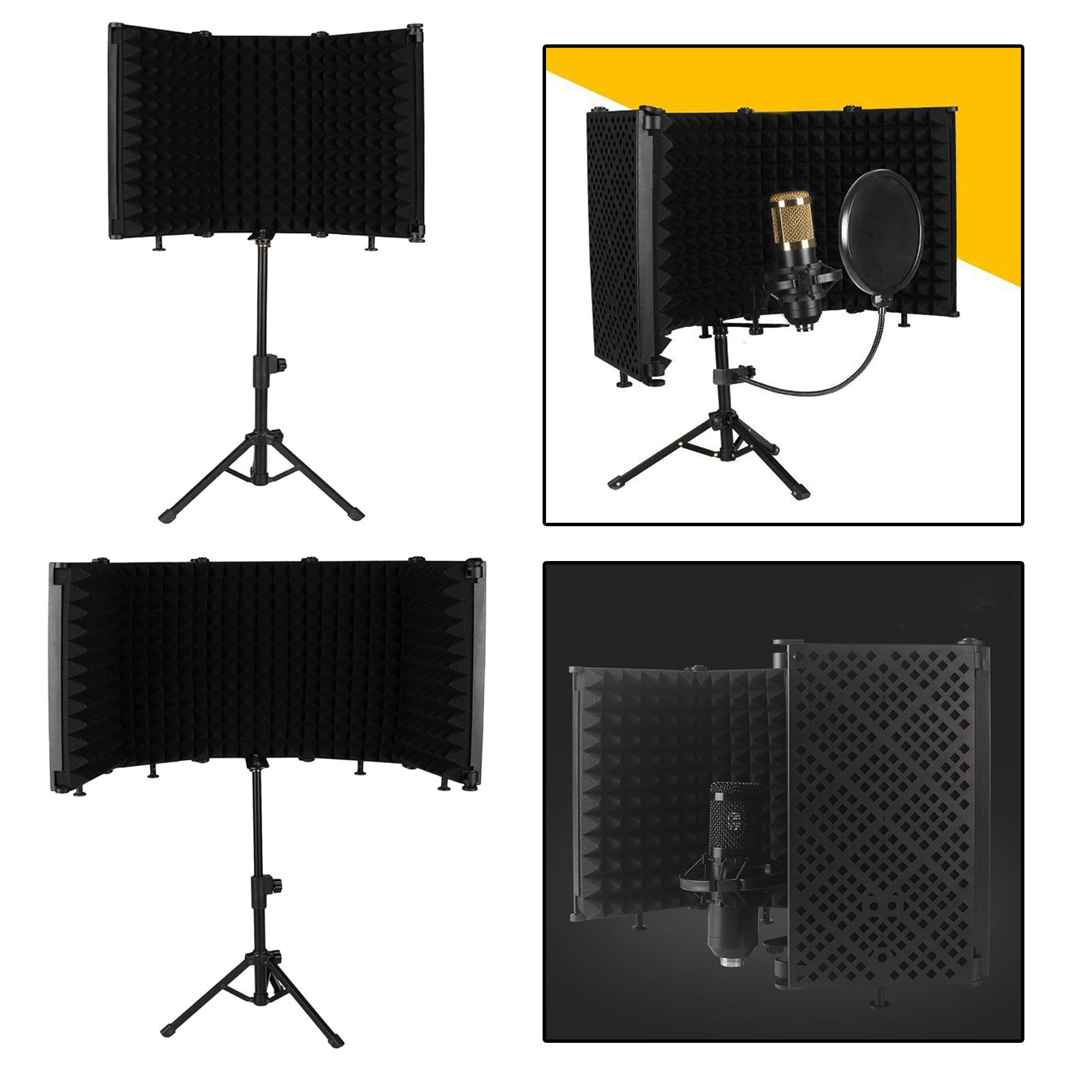 Studio Microphone Isolation Shield Mic Sound Absorbing Foam for Vocals 3 Panels